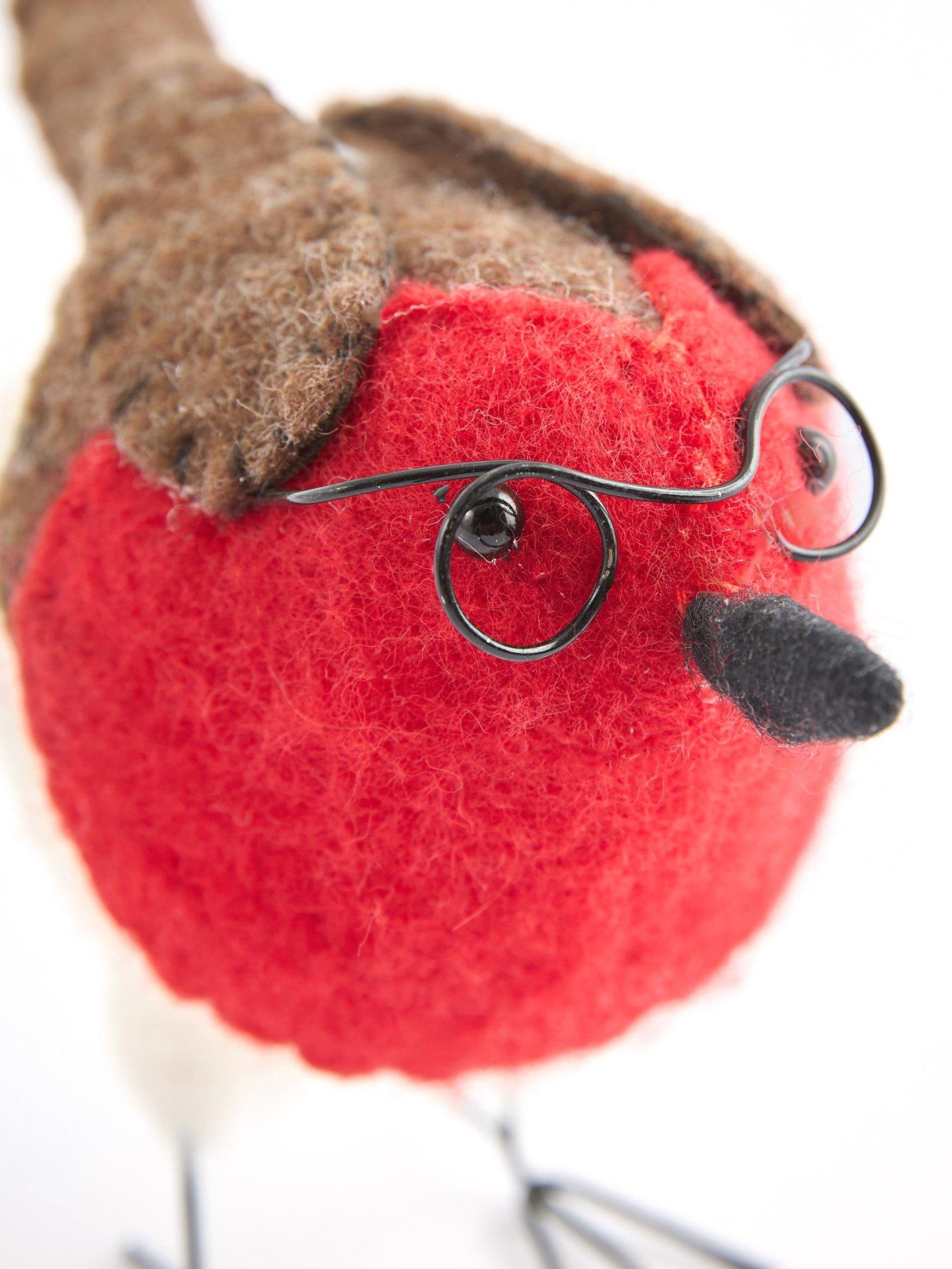 Image 4 of 6 of Heaven Sends Red Robin with Glasses Christmas Decoration