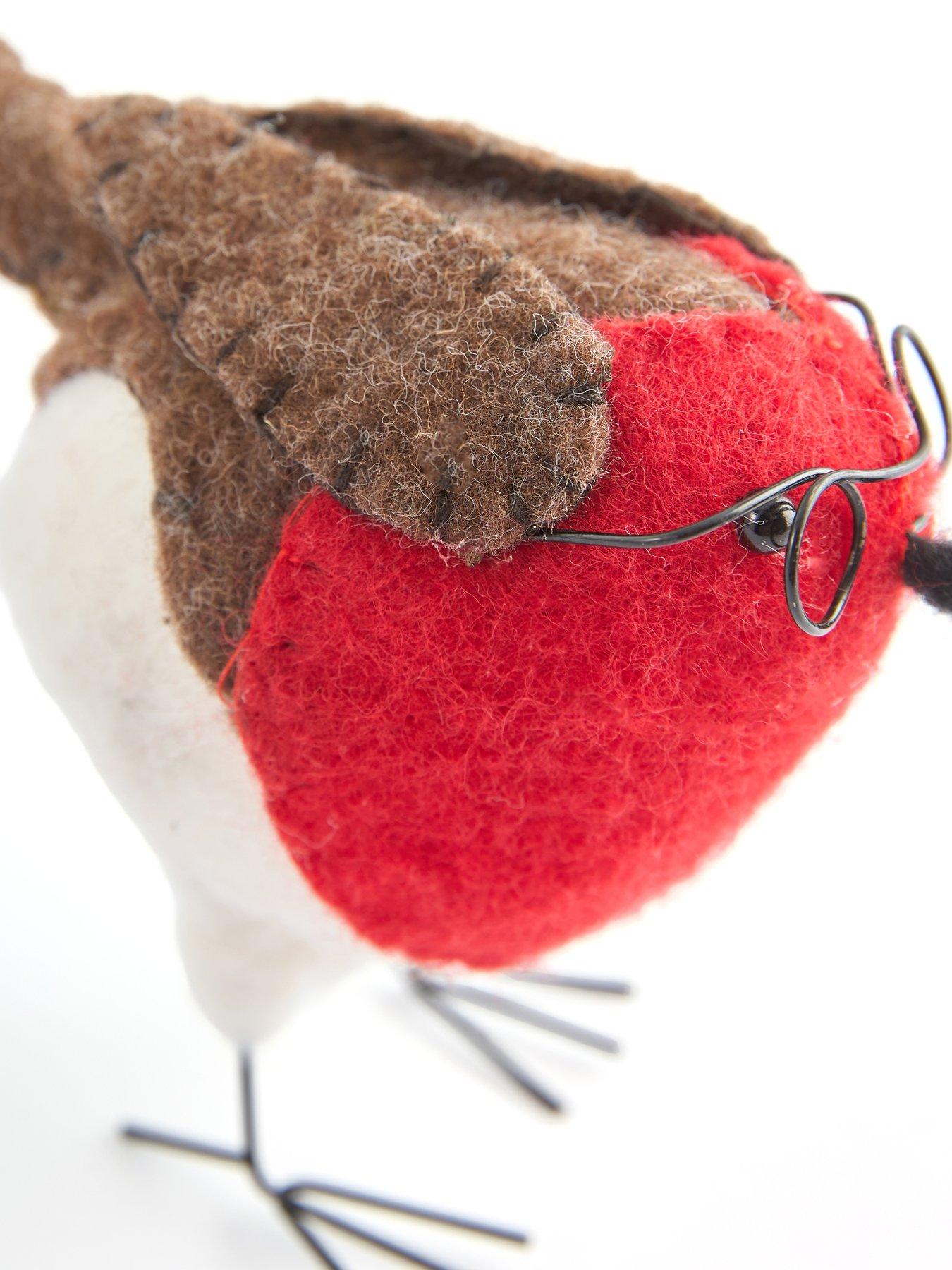 Image 5 of 6 of Heaven Sends Red Robin with Glasses Christmas Decoration