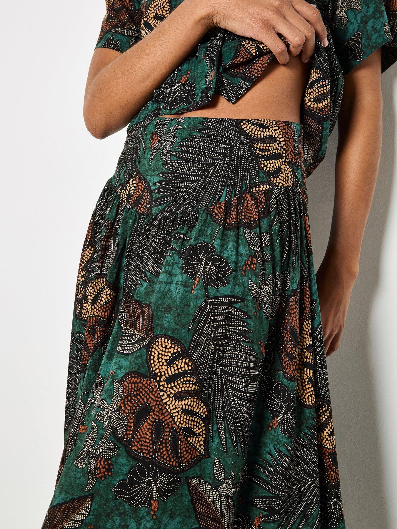 Image 4 of 5 of Apricot Palm Print Maxi Skirt