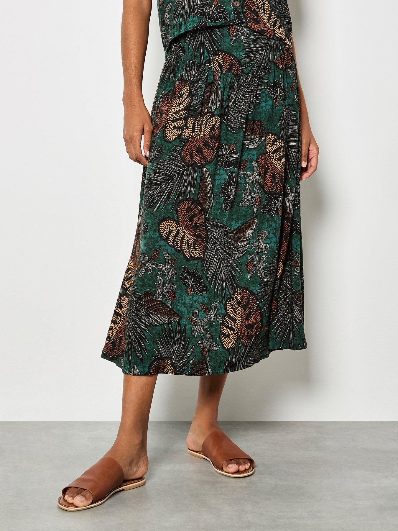 Image 5 of 5 of Apricot Palm Print Maxi Skirt