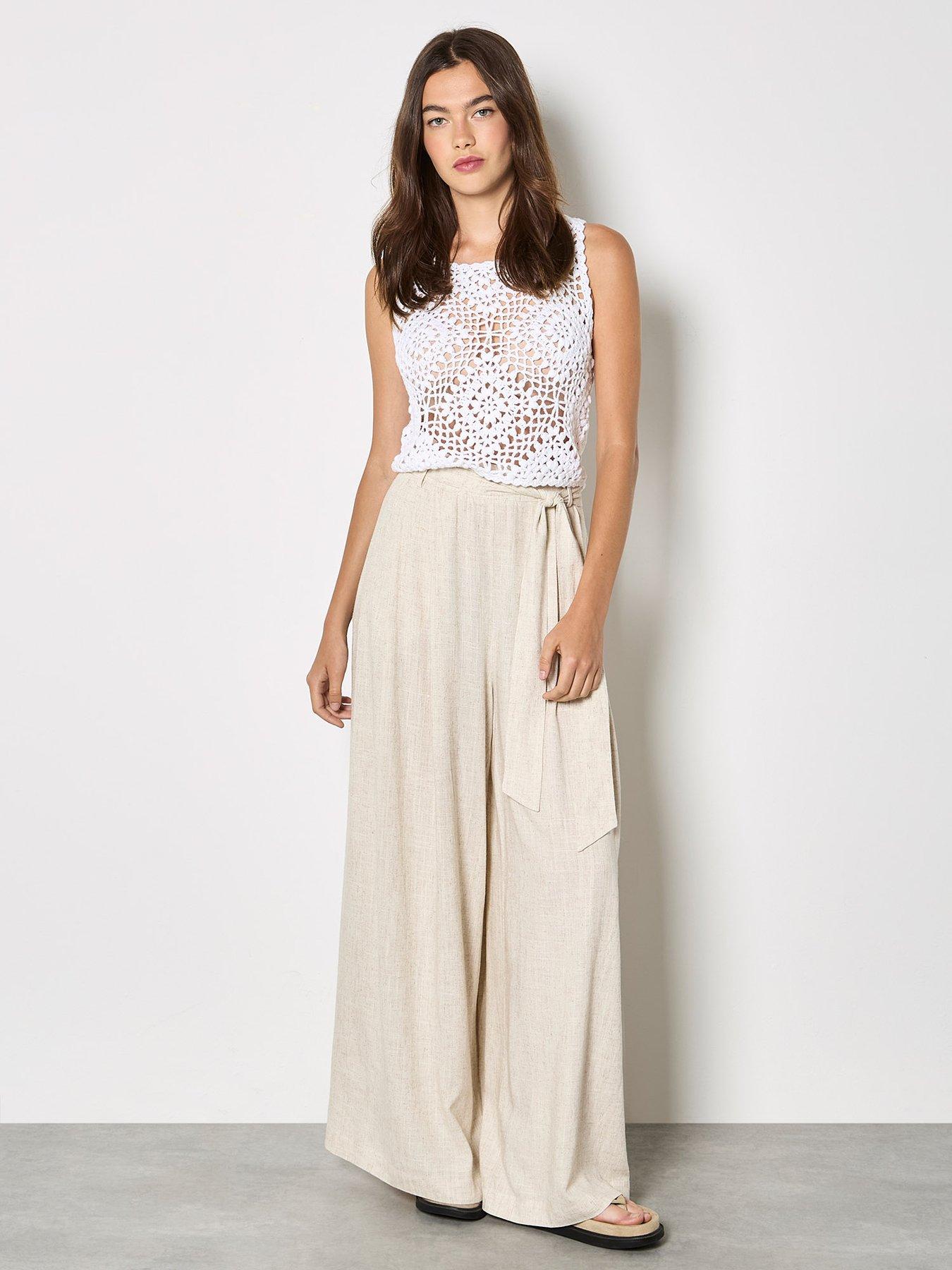 Image 3 of 5 of Apricot Wide Leg Linen Trouser