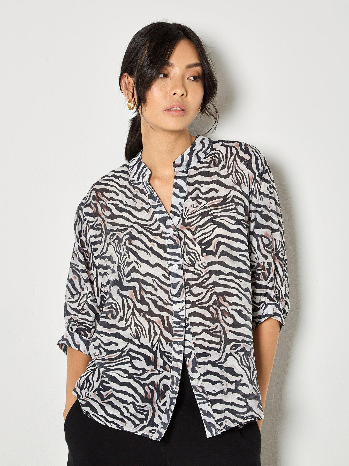 Apricot Zebra Oversized Semi-sheer Blouse