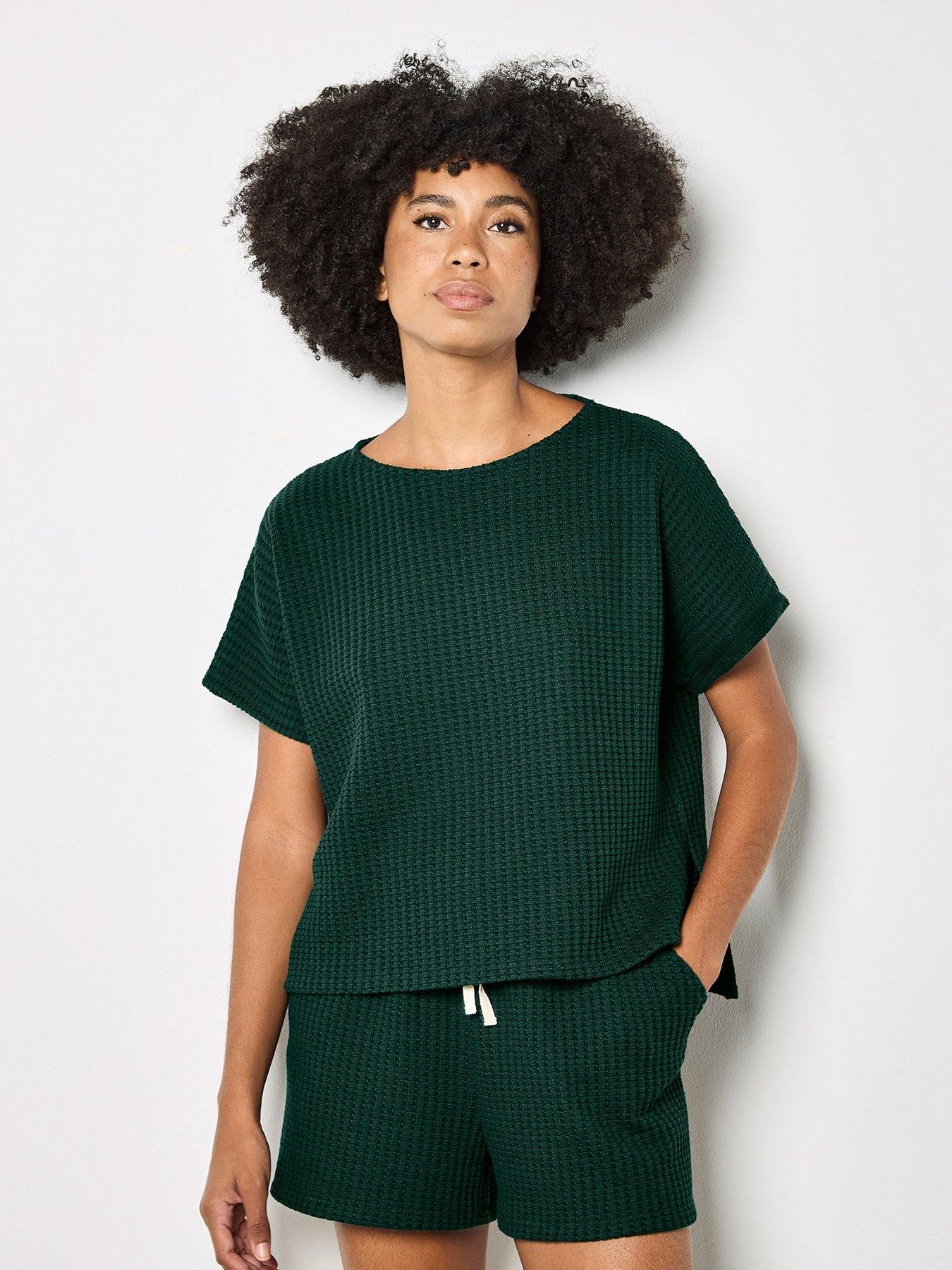 apricot-dry-waffle-body-grown-on-sleeve-t-shirt-greenfront
