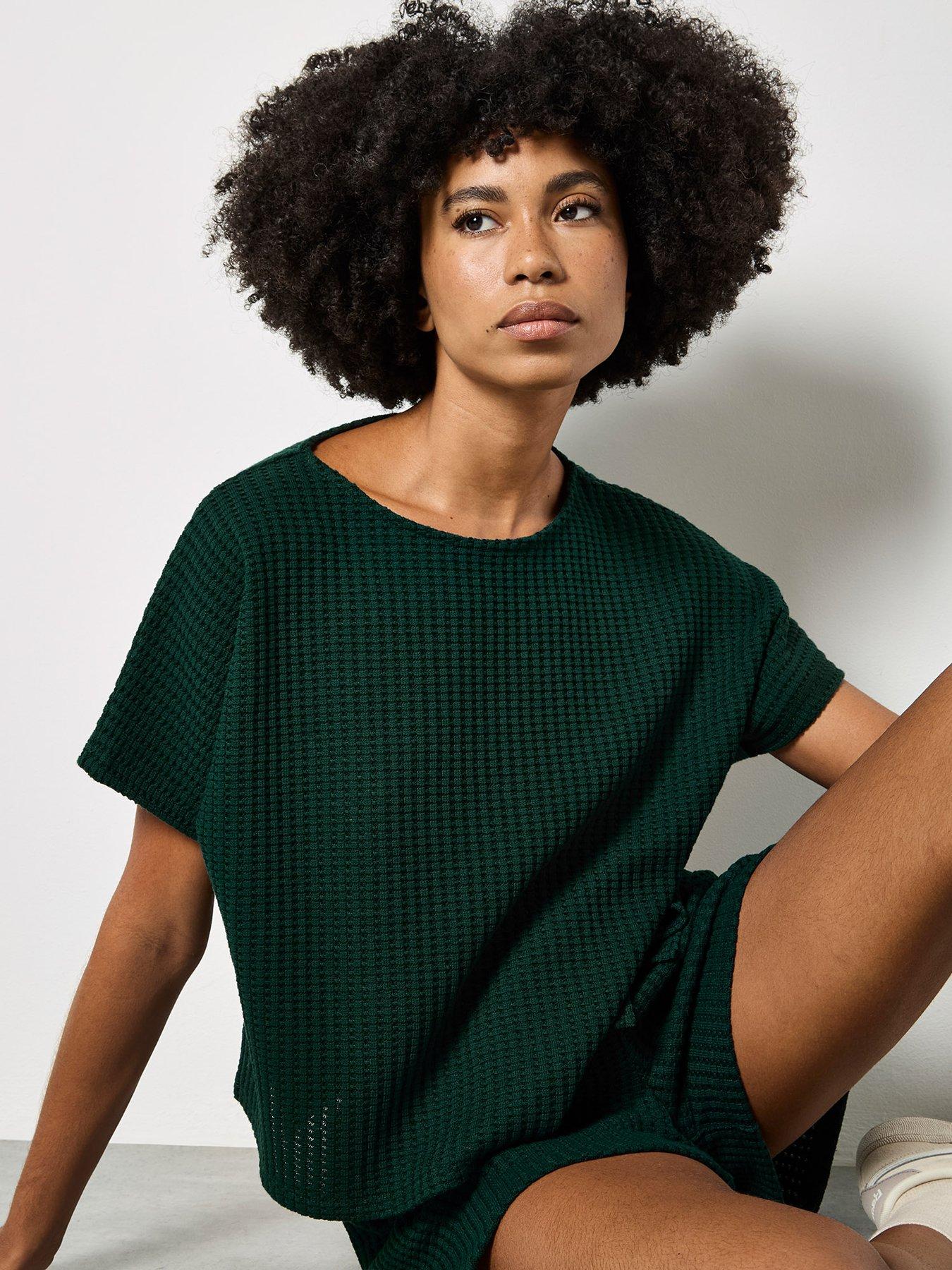 apricot-dry-waffle-body-grown-on-sleeve-t-shirt-greenoutfit