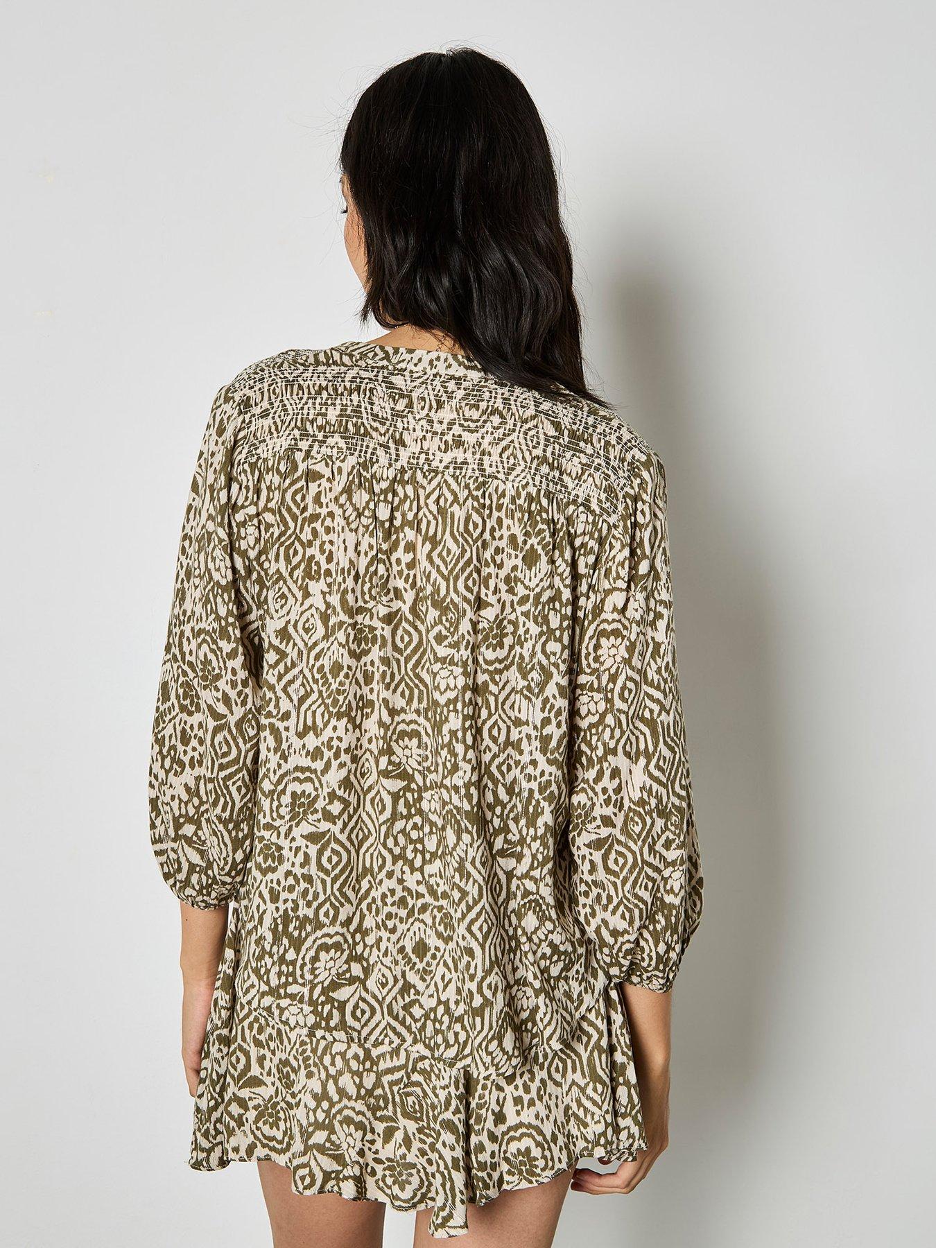 apricot-lurex-jacquard-blouse-with-smocking-at-yokestillFront