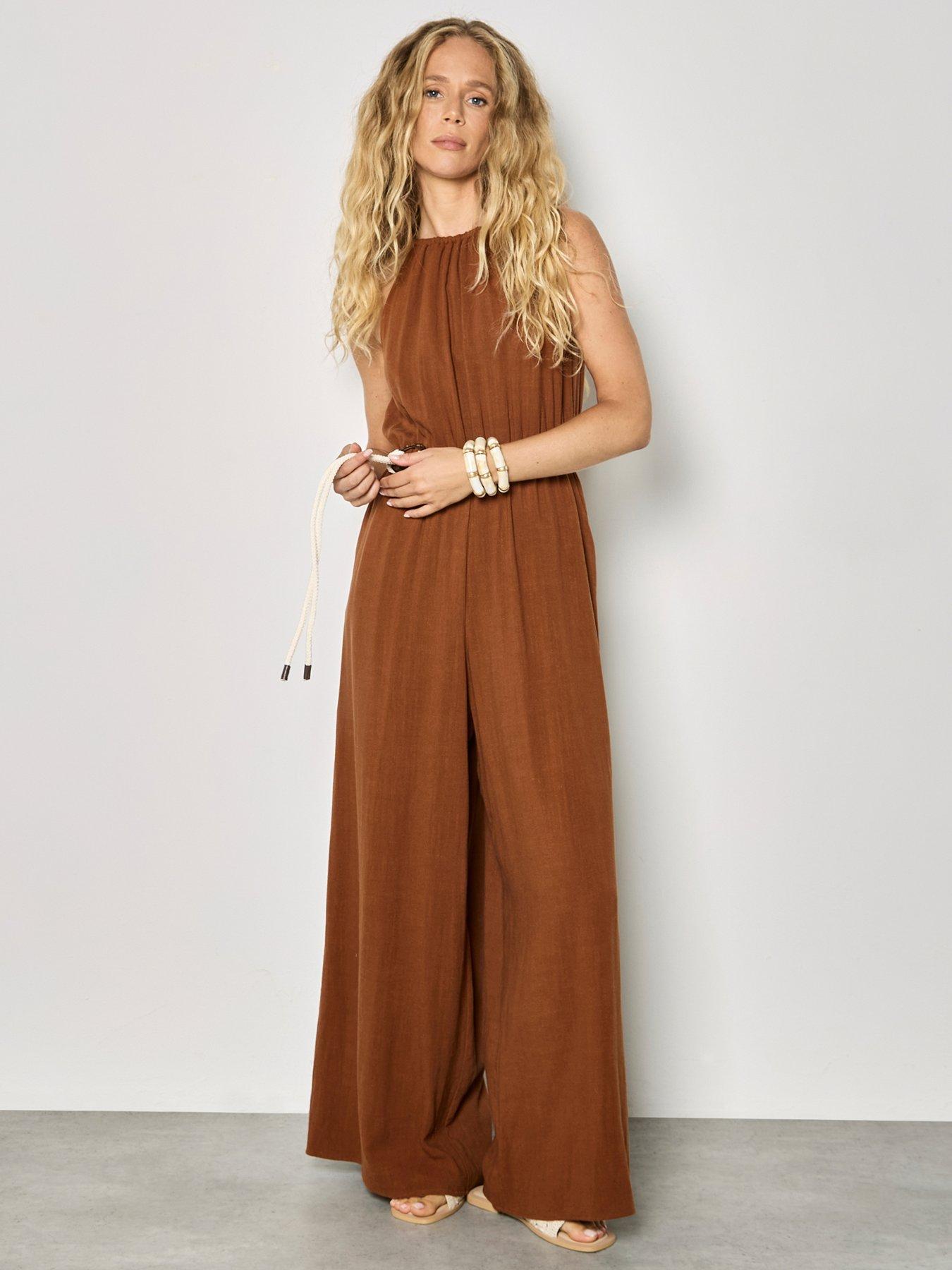 apricot-halter-neck-rope-belt-jumpsuit-orangefront