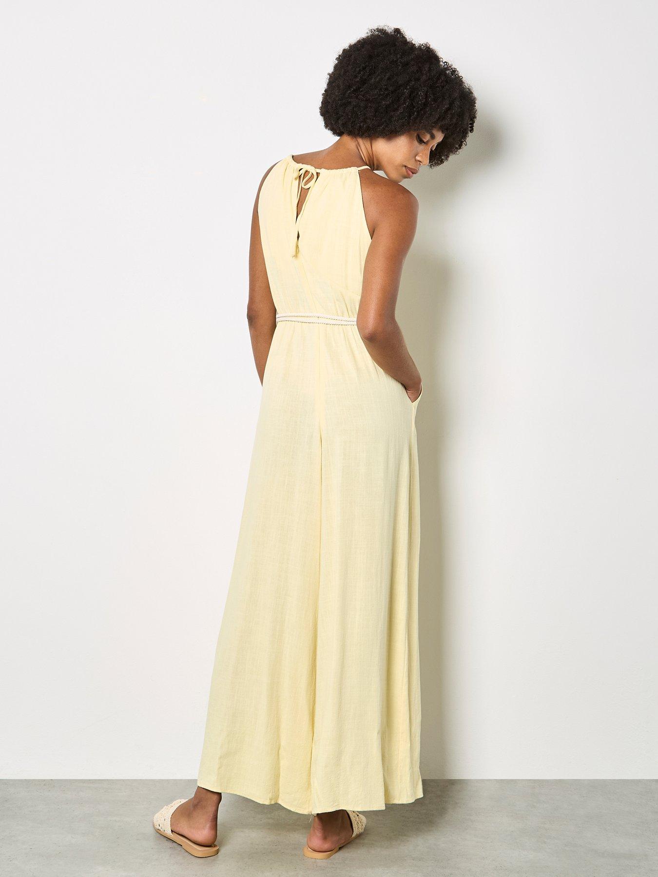 Image 2 of 4 of Apricot Apricot Halter Neck Rope Belt Jumpsuit