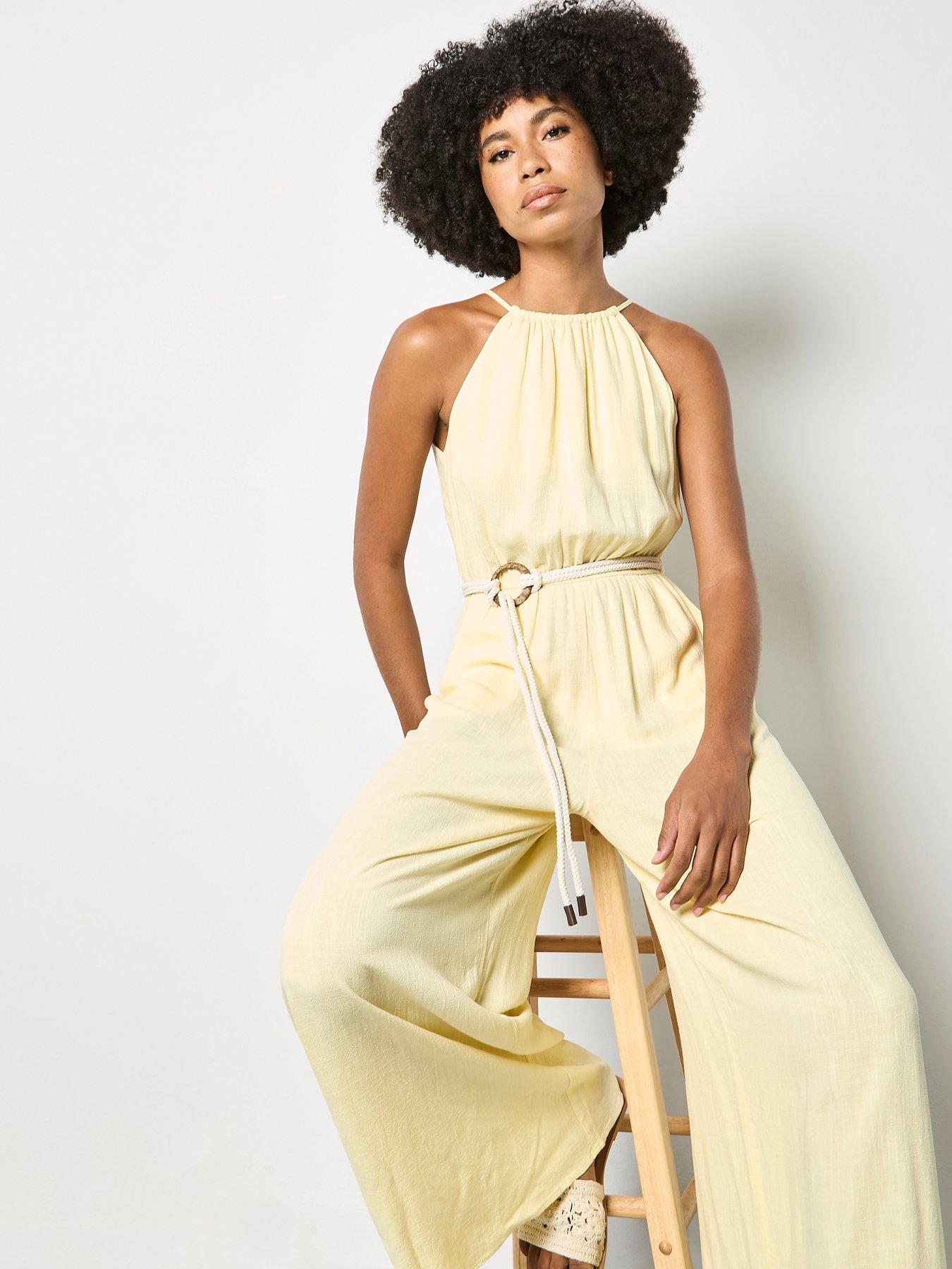 Image 3 of 4 of Apricot Apricot Halter Neck Rope Belt Jumpsuit
