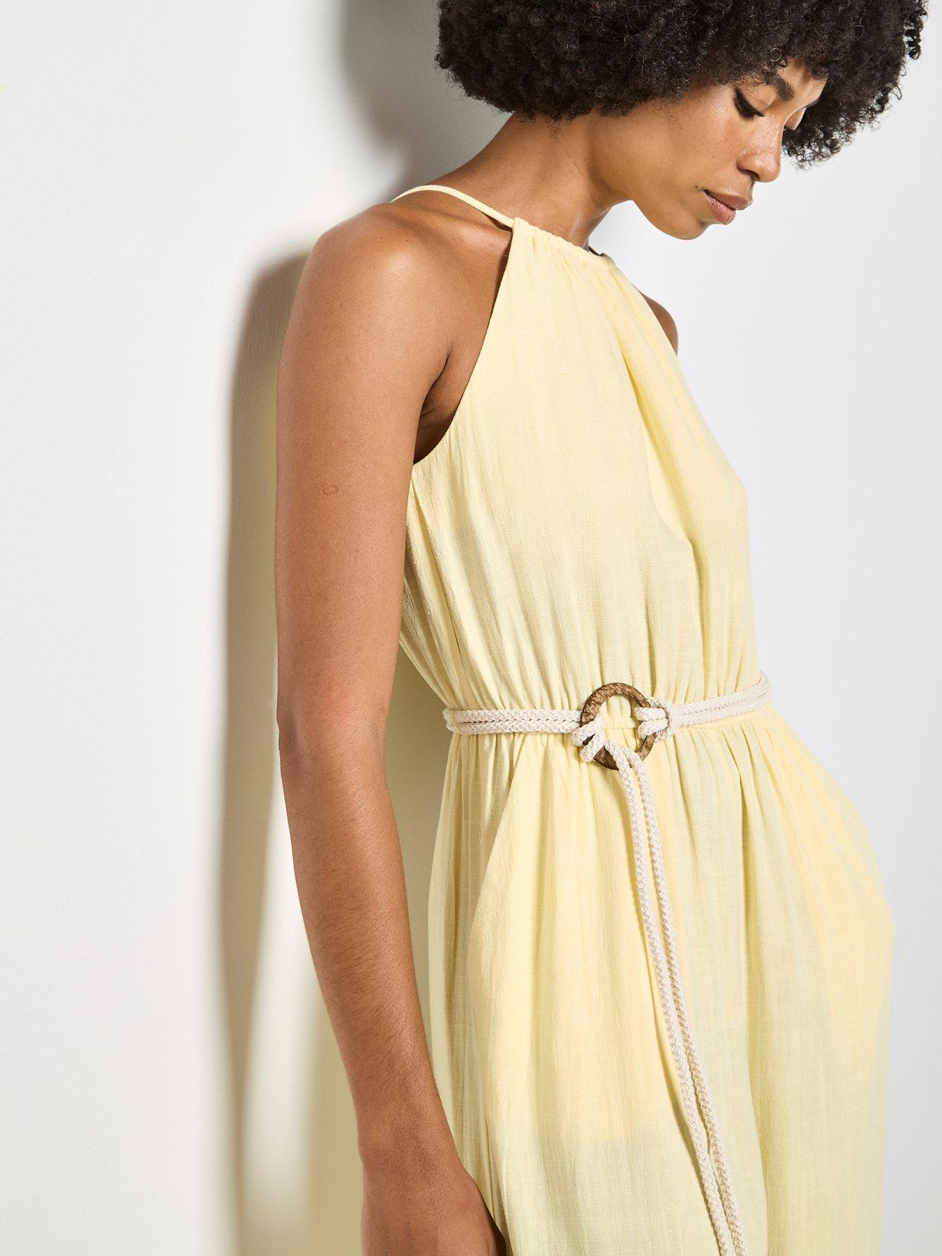 Image 4 of 4 of Apricot Apricot Halter Neck Rope Belt Jumpsuit