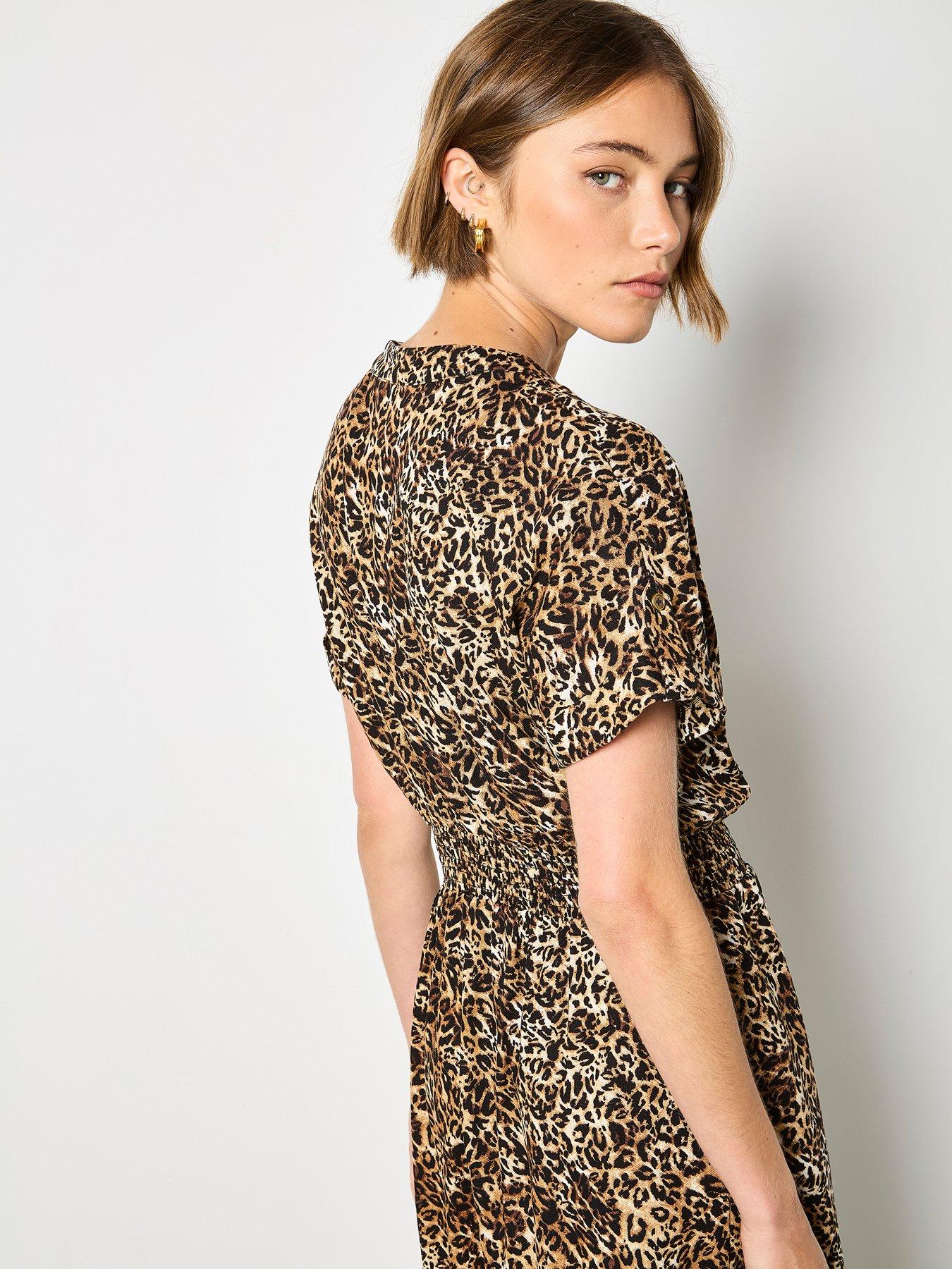 apricot-zip-front-animal-utility-dress-brownstillFront