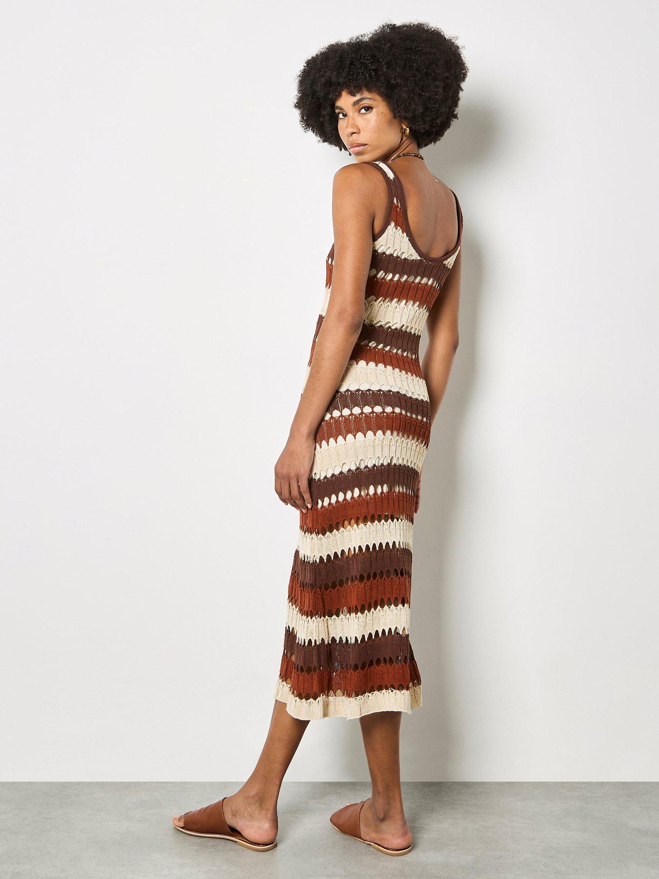apricot-crochet-stripe-midaxi-dress-brownstillFront
