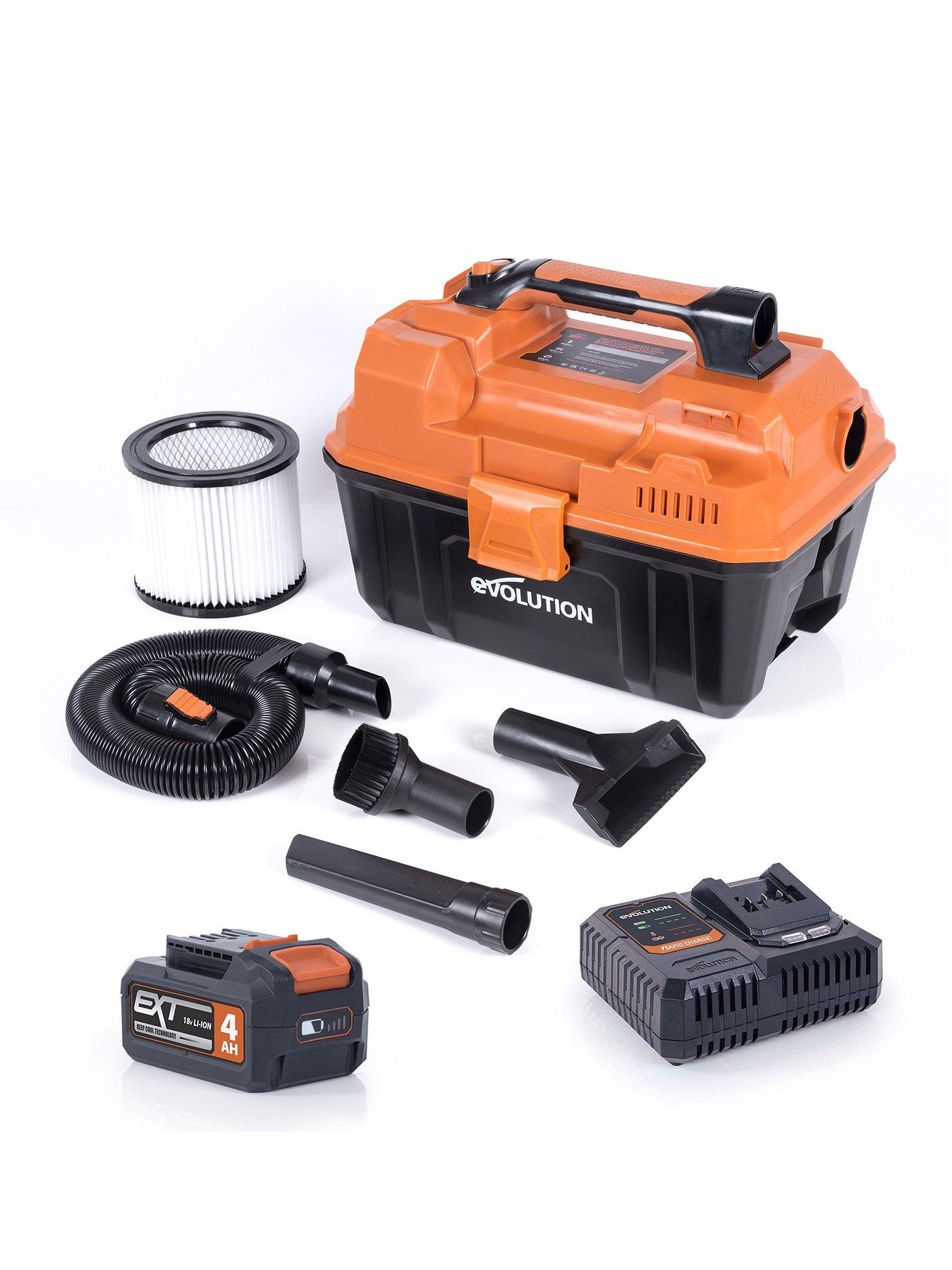 Evolution 18V Ext Cordless Wet/Dry Vac, Charger, 4Ah Battery