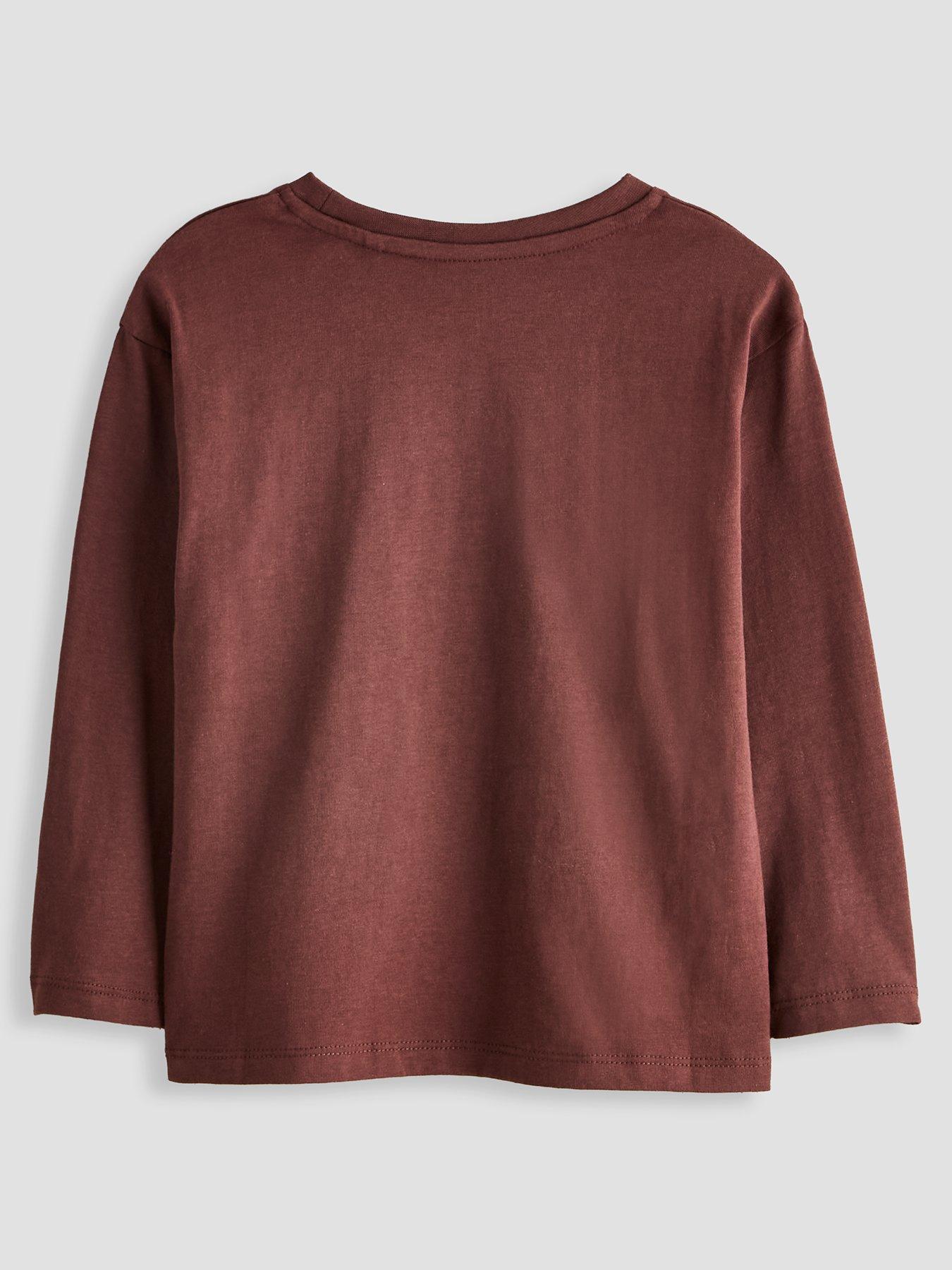 Image 2 of 4 of The Very Collection Girls Cotton Rich Amour Long Sleeve Top (9 months - 7 years) - Brown