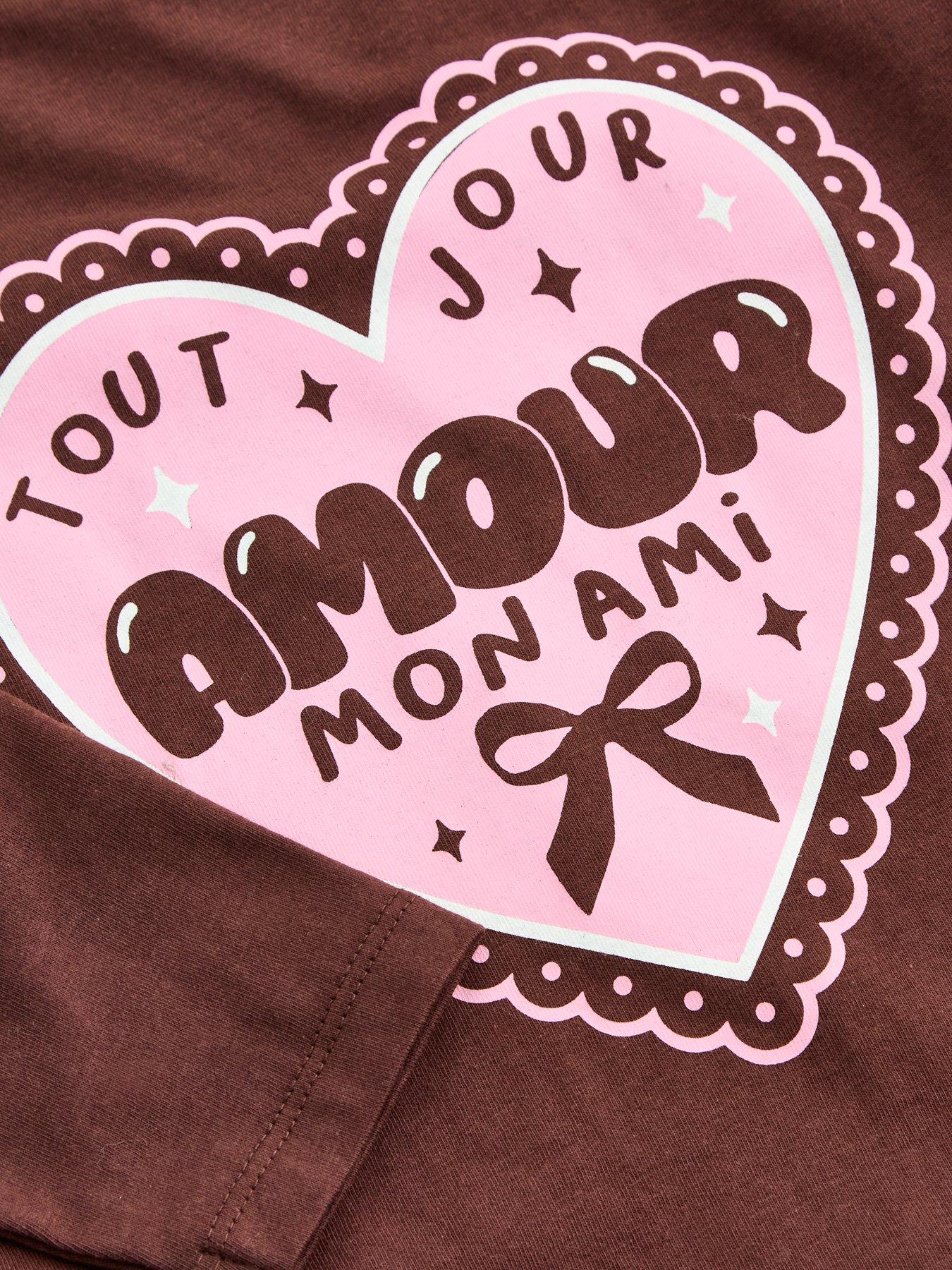 Image 3 of 4 of The Very Collection Girls Cotton Rich Amour Long Sleeve Top (9 months - 7 years) - Brown