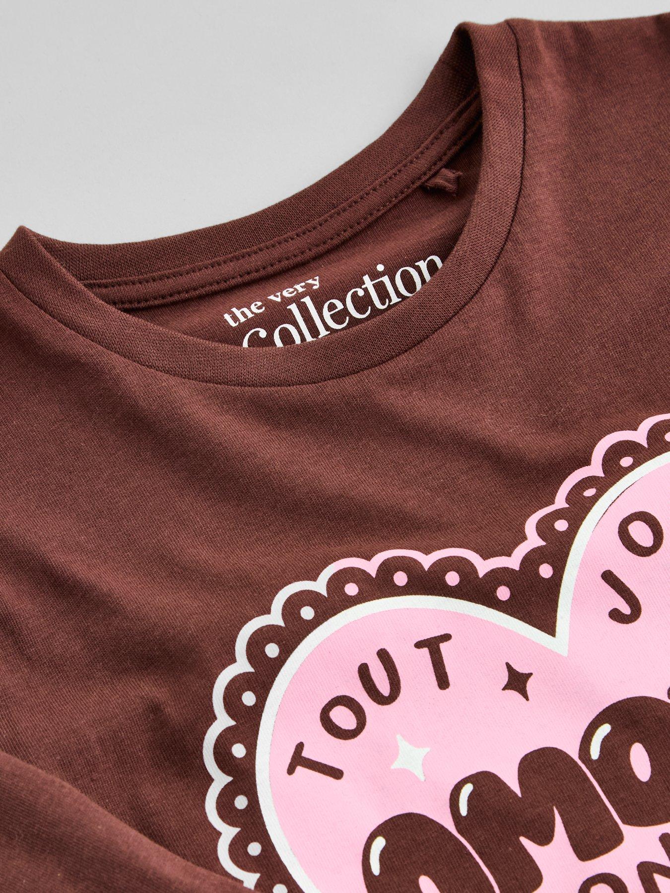 Image 4 of 4 of The Very Collection Girls Cotton Rich Amour Long Sleeve Top (9 months - 7 years) - Brown