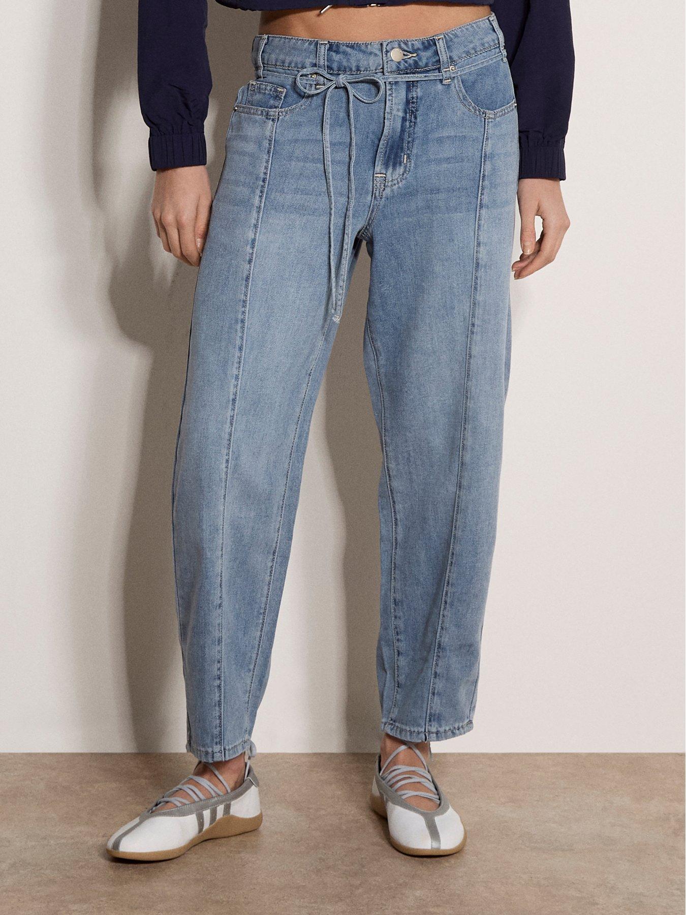 Apricot Tie Detail Slim Barrel Jean