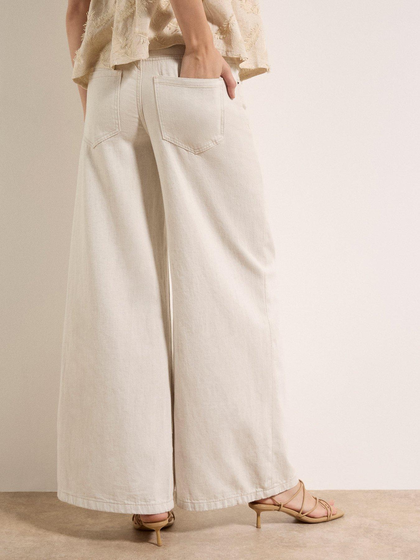 Image 2 of 6 of Apricot Zana Wide Leg Linen Mix Jeans - Cream
