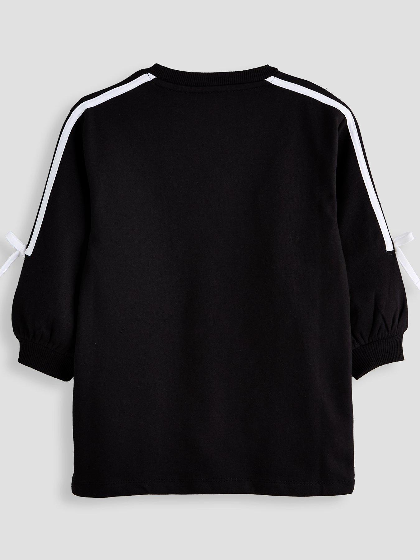 Image 2 of 4 of The Very Collection Girls Sweat Dress With Side Stripe and Bow Detail (3 - 16 years) - Black