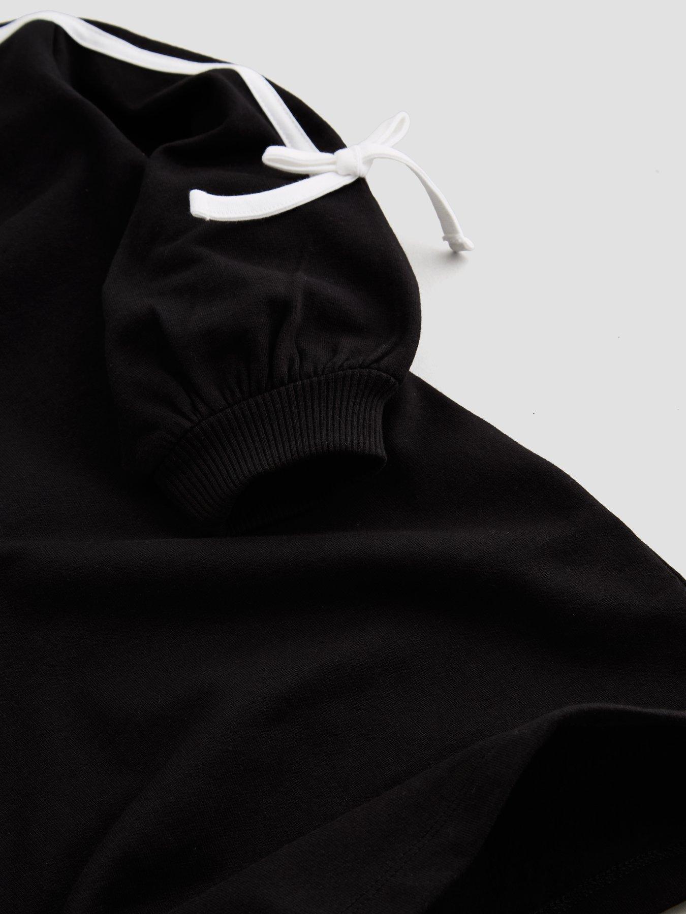 Image 3 of 4 of The Very Collection Girls Sweat Dress With Side Stripe and Bow Detail (3 - 16 years) - Black