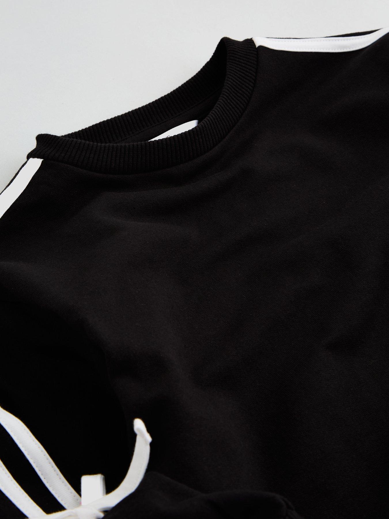 Image 4 of 4 of The Very Collection Girls Sweat Dress With Side Stripe and Bow Detail (3 - 16 years) - Black
