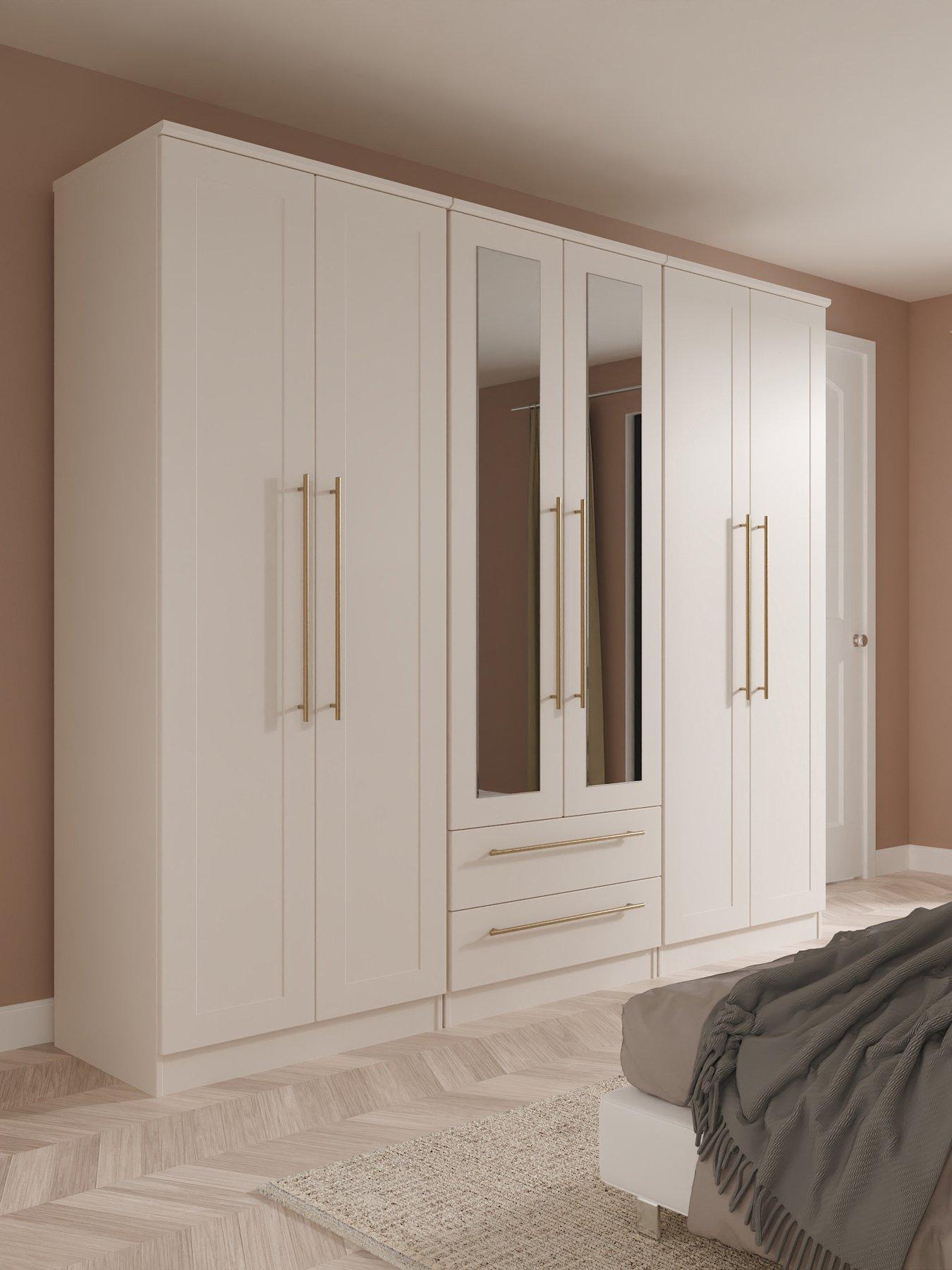SWIFT Charlotte 6 Door 2 Drawer Wardrobe With Mirror Ready Assembled Ready Assembled