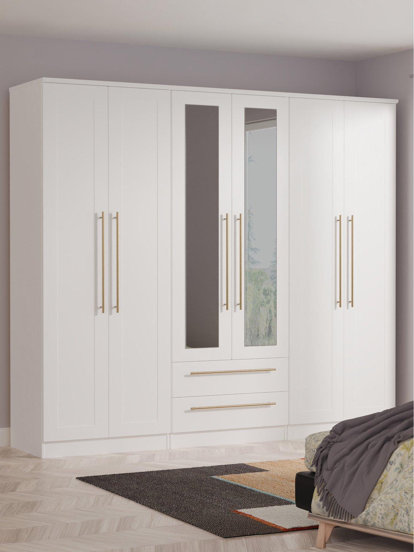 SWIFT Charlotte 6 Door 2 Drawer Wardrobe With Mirror Ready Assembled Ready Assembled