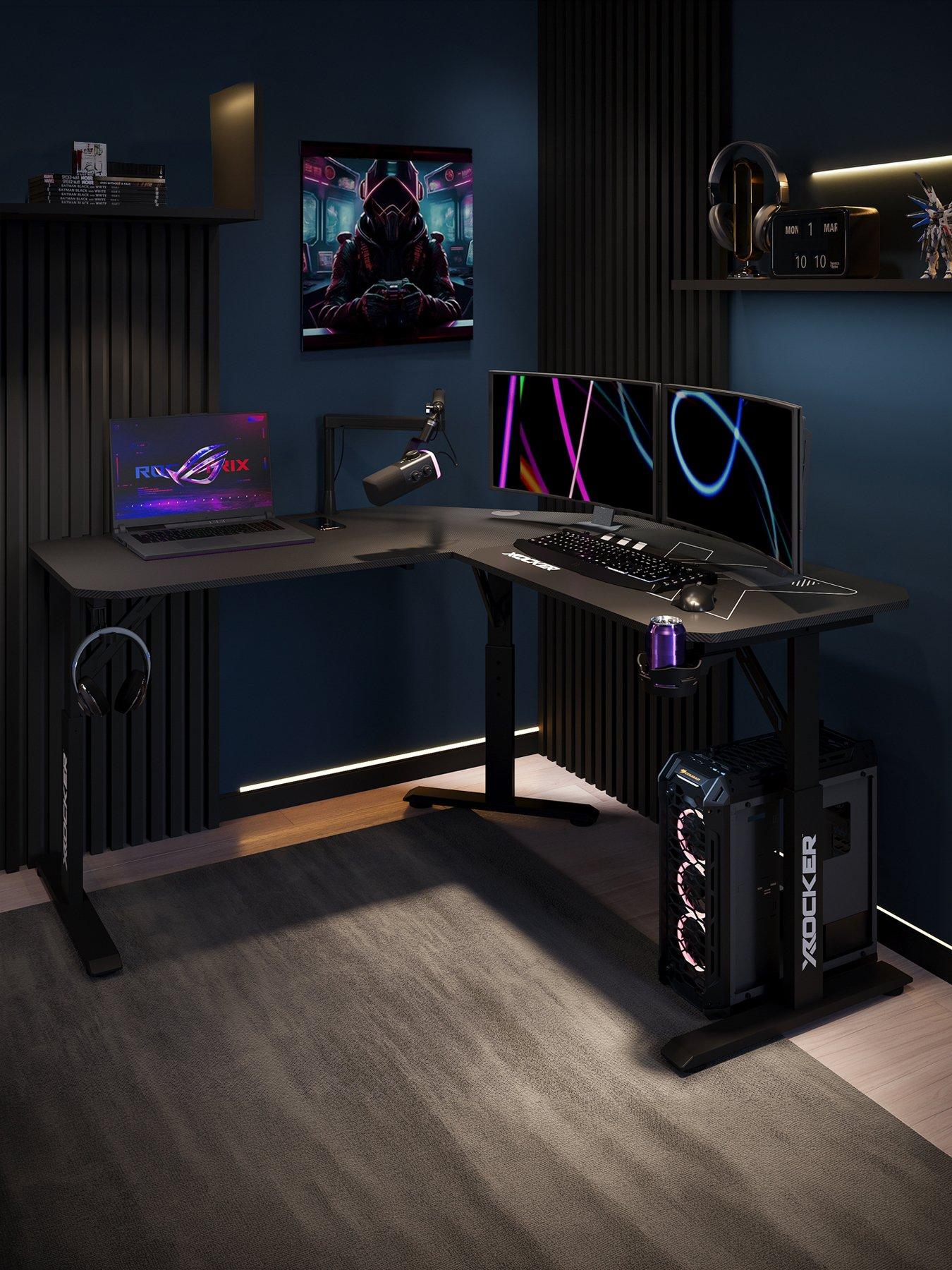 Image 1 of 7 of X Rocker Cougar Corner Height Adjustable Gaming Desk with Mousepad