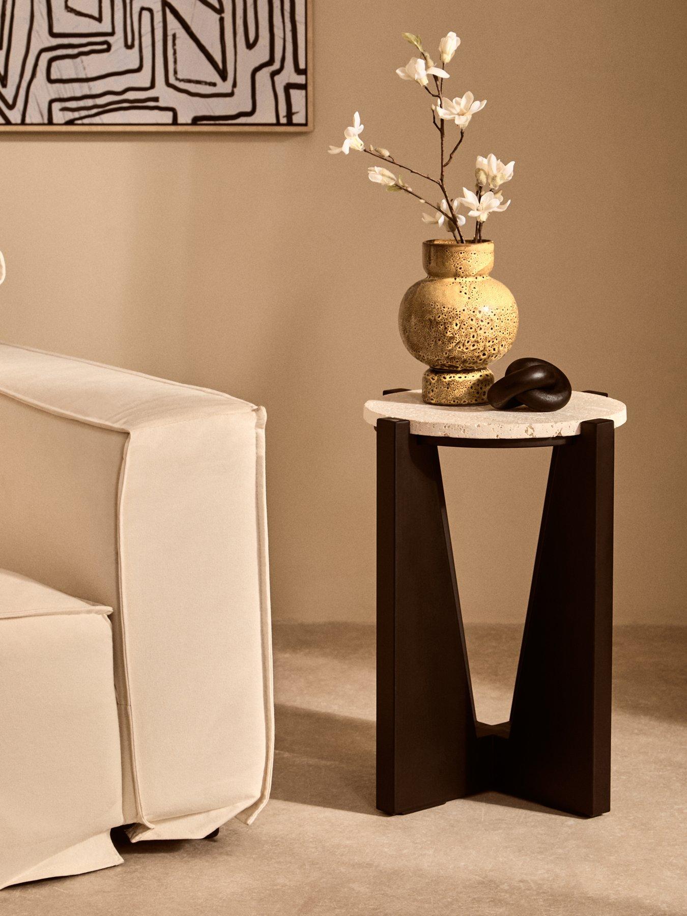 Image 1 of 7 of Premier Housewares Winton Travertine Side Table