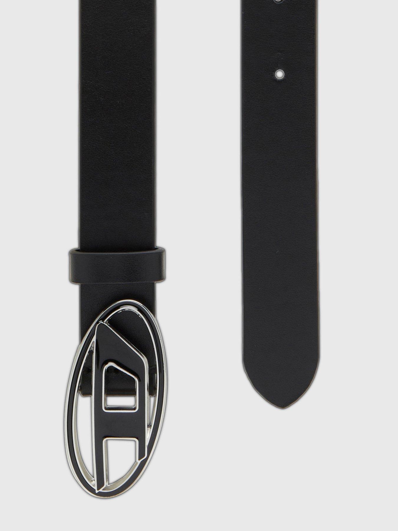 Image 2 of 3 of Diesel Womens Leather Logo Buckle Adjustable Belt - Black