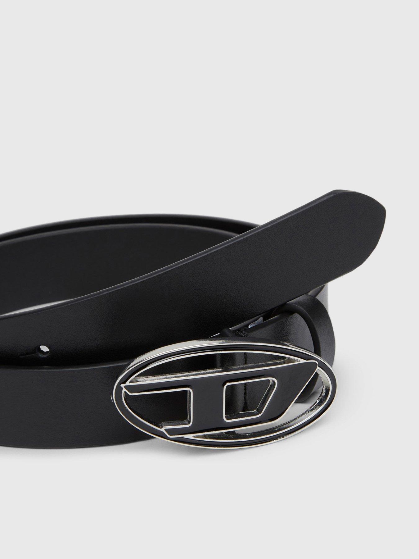 Image 3 of 3 of Diesel Womens Leather Logo Buckle Adjustable Belt - Black