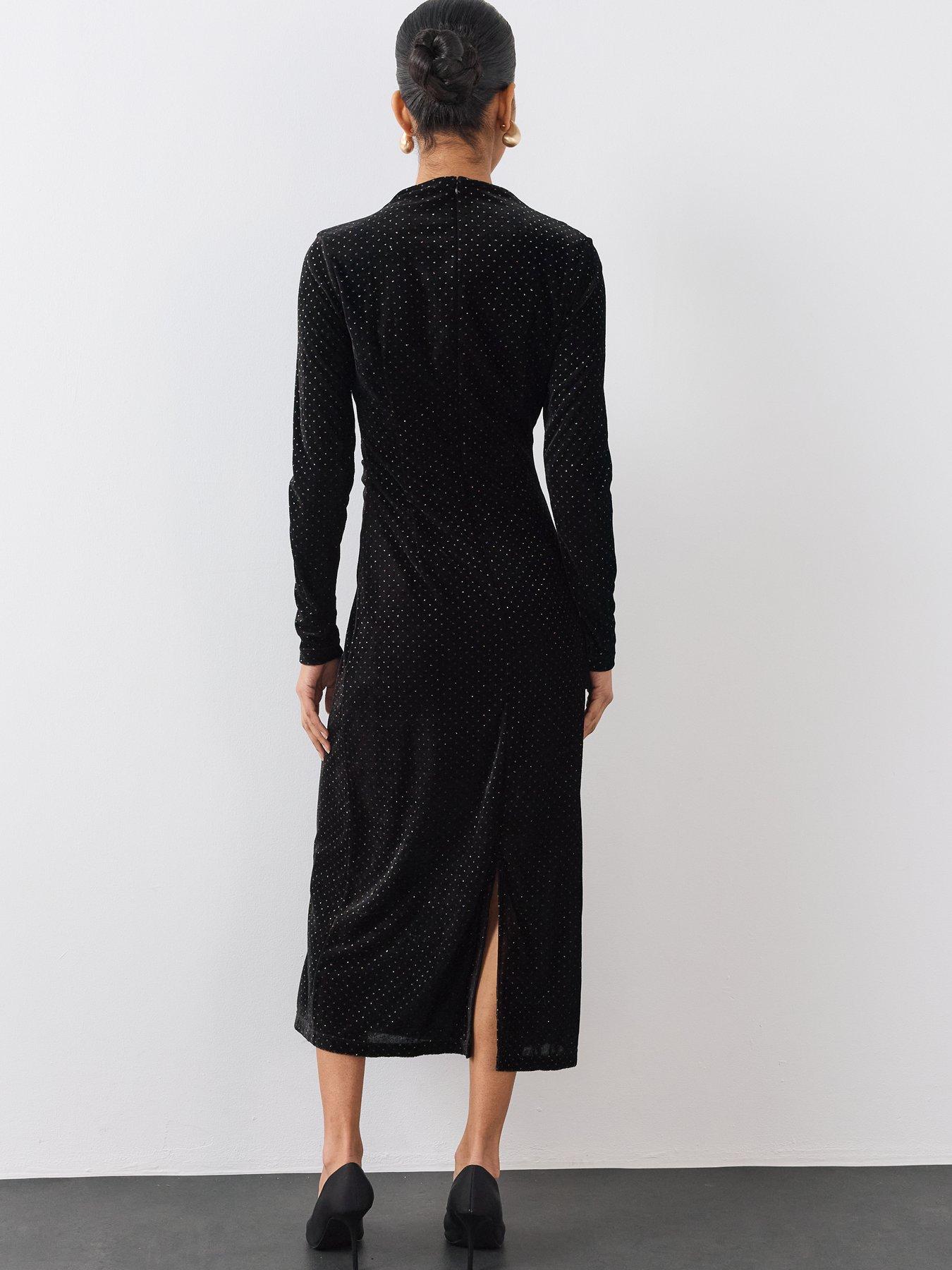 Image 2 of 7 of The Very Collection Womens Twist Waist Hot Fix Midi Dress - Black