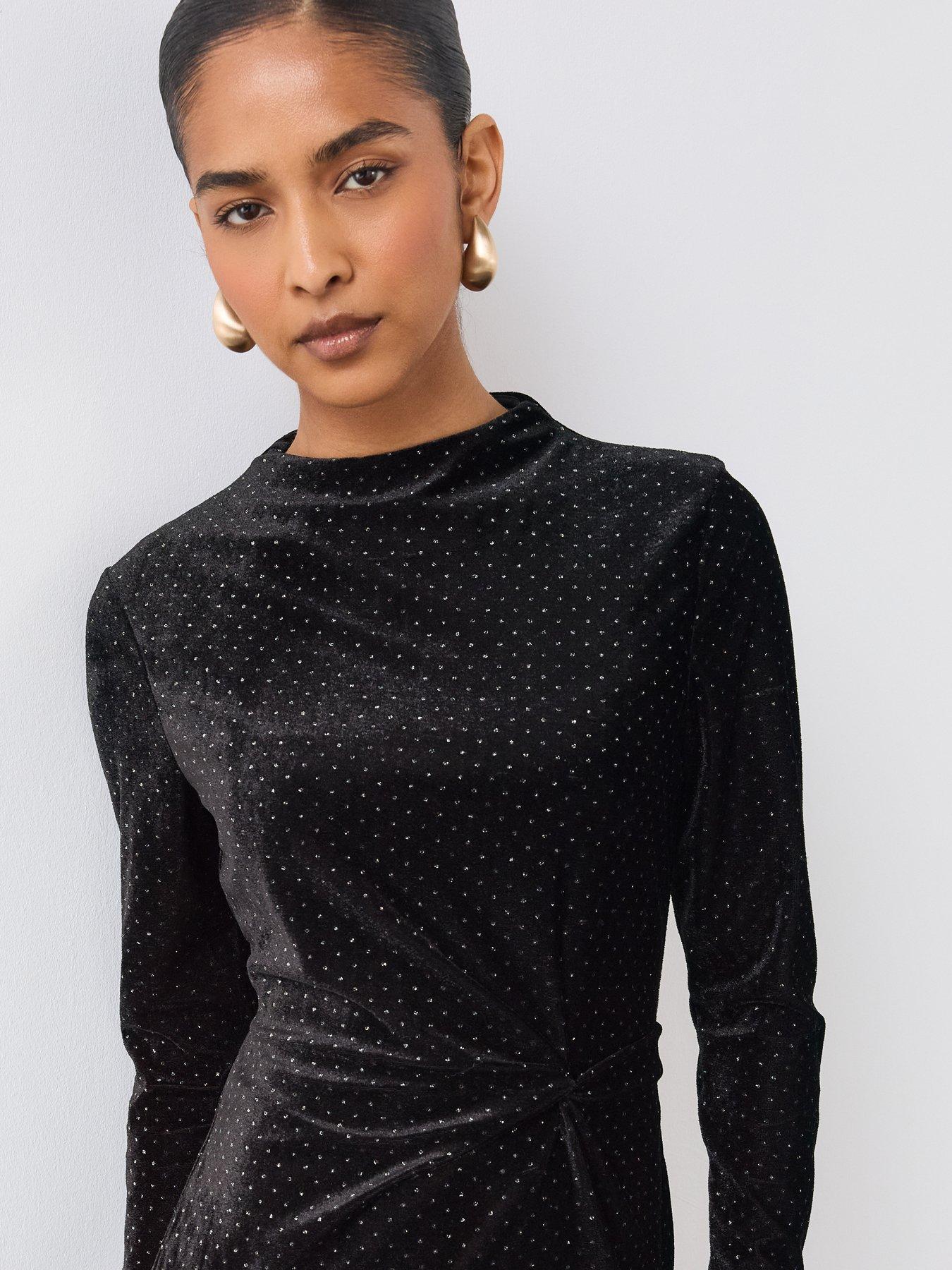Image 5 of 7 of The Very Collection Womens Twist Waist Hot Fix Midi Dress - Black