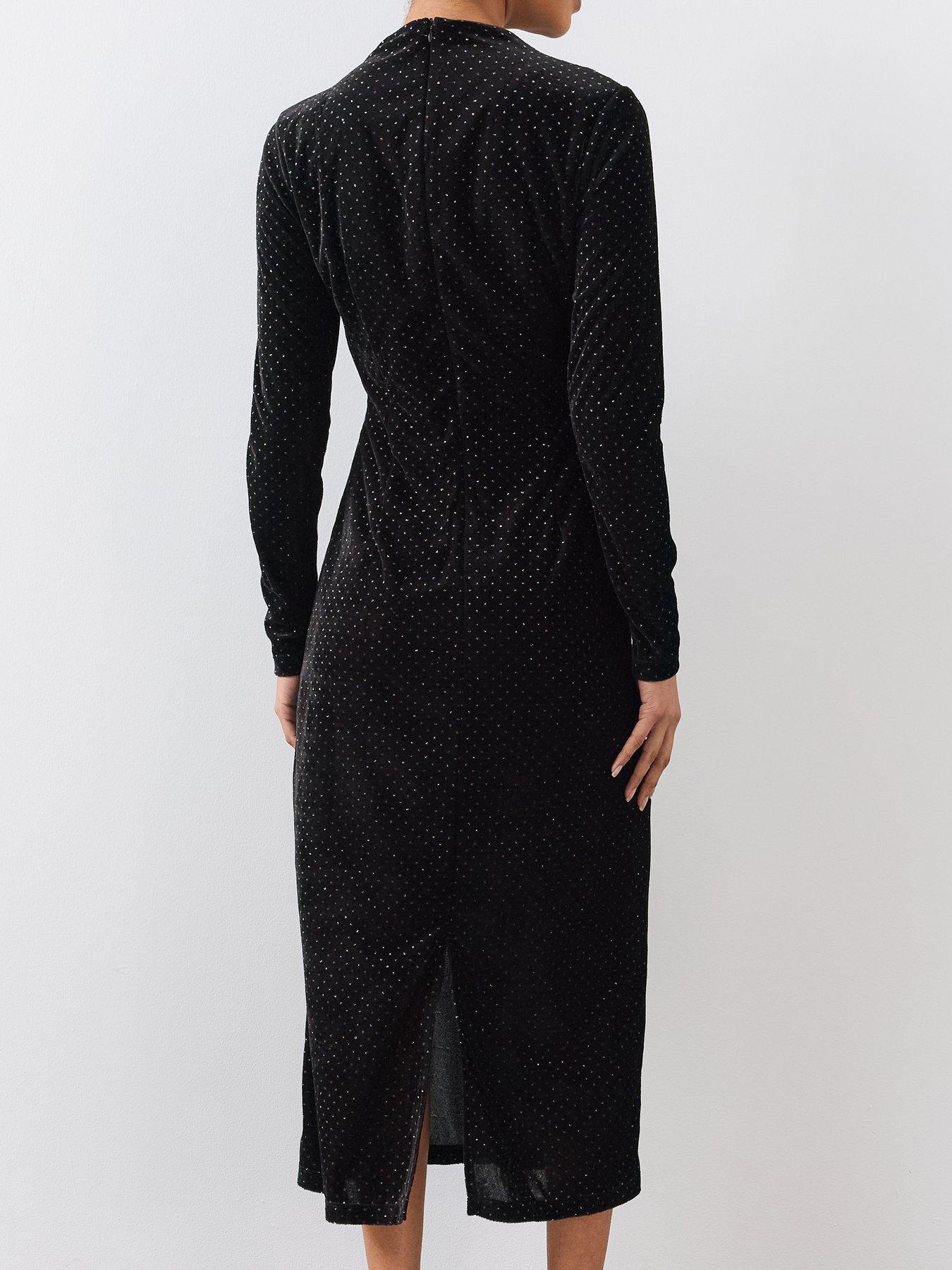 Image 6 of 7 of The Very Collection Womens Twist Waist Hot Fix Midi Dress - Black