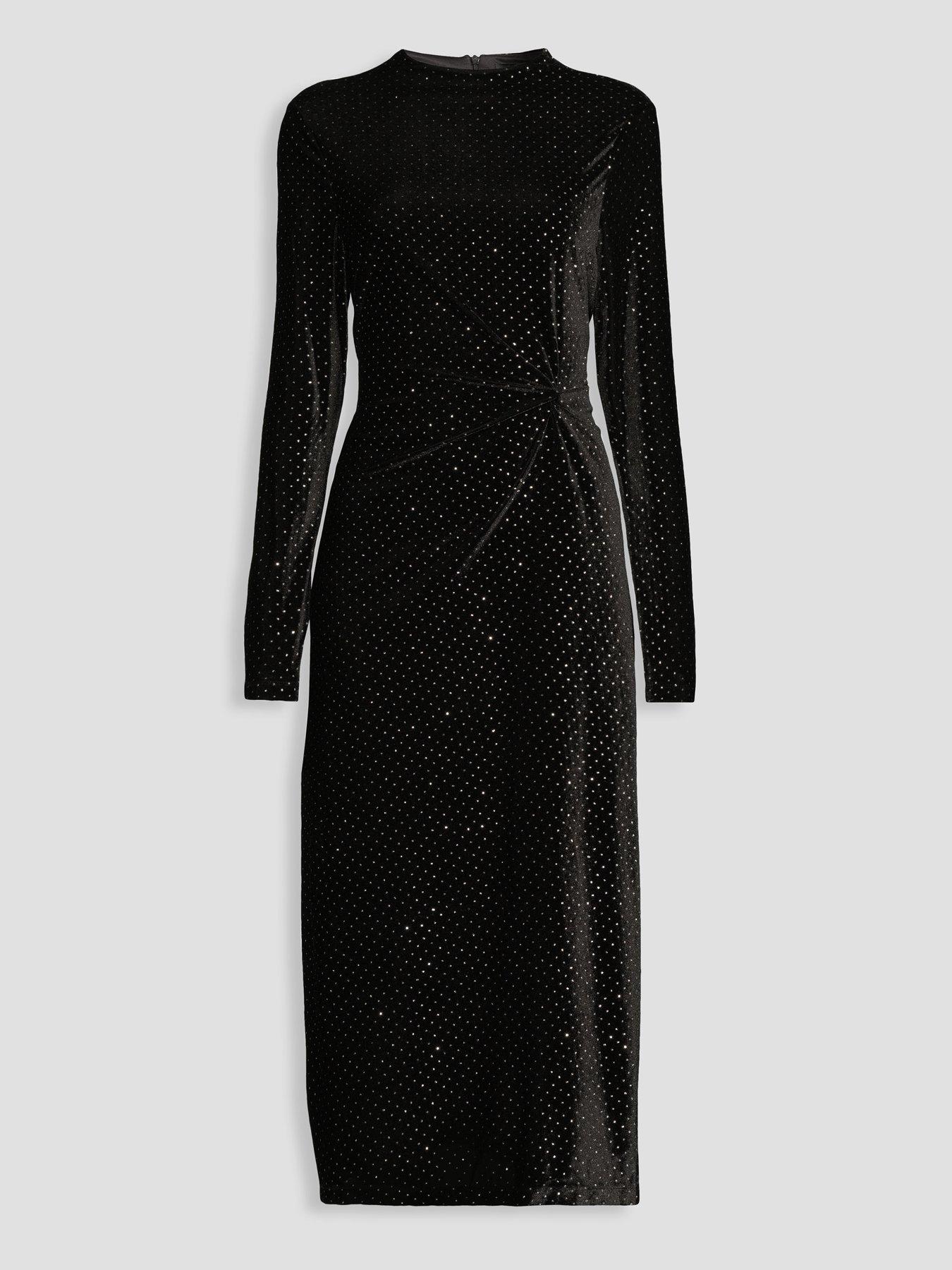 Image 7 of 7 of The Very Collection Womens Twist Waist Hot Fix Midi Dress - Black