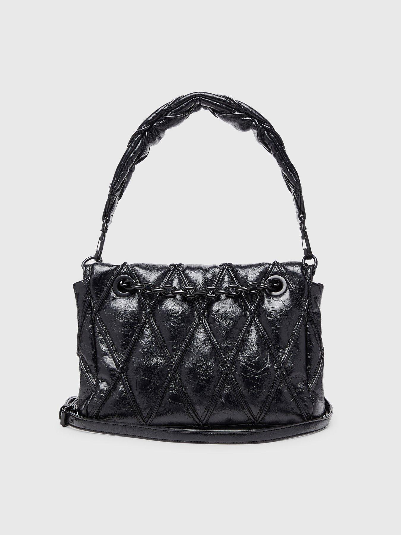 Image 2 of 5 of Diesel Womens Charm-D Quilted Chain Shoulder Bag - Black