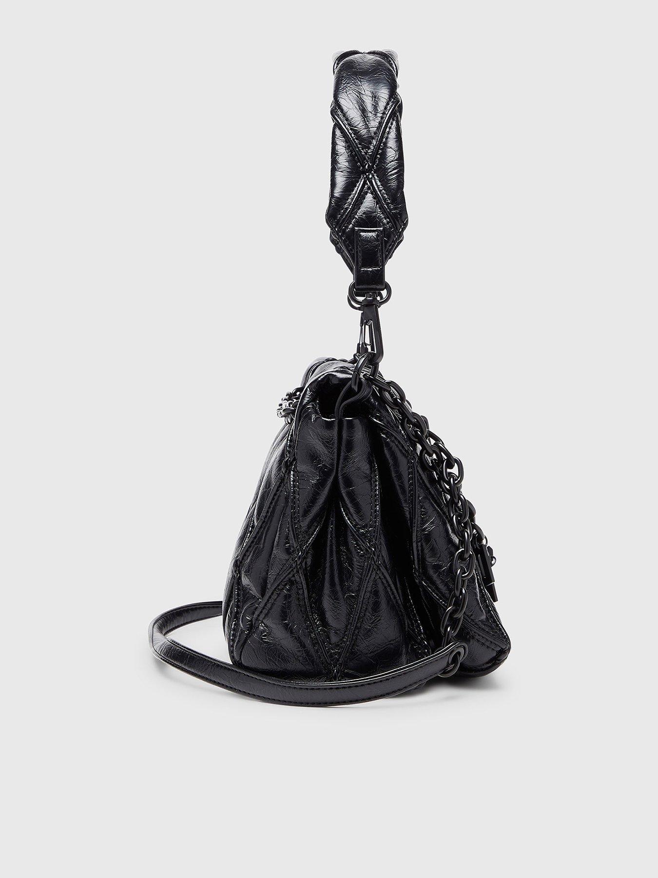 Image 3 of 5 of Diesel Womens Charm-D Quilted Chain Shoulder Bag - Black