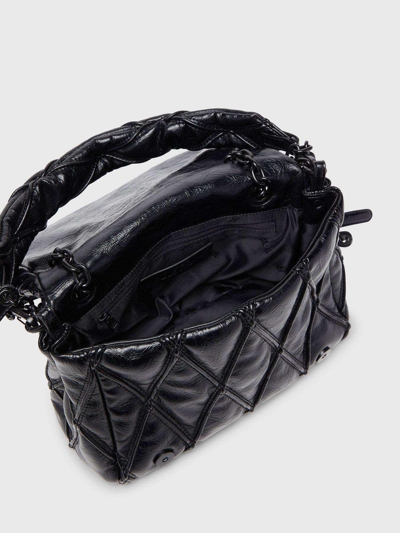 Image 4 of 5 of Diesel Womens Charm-D Quilted Chain Shoulder Bag - Black