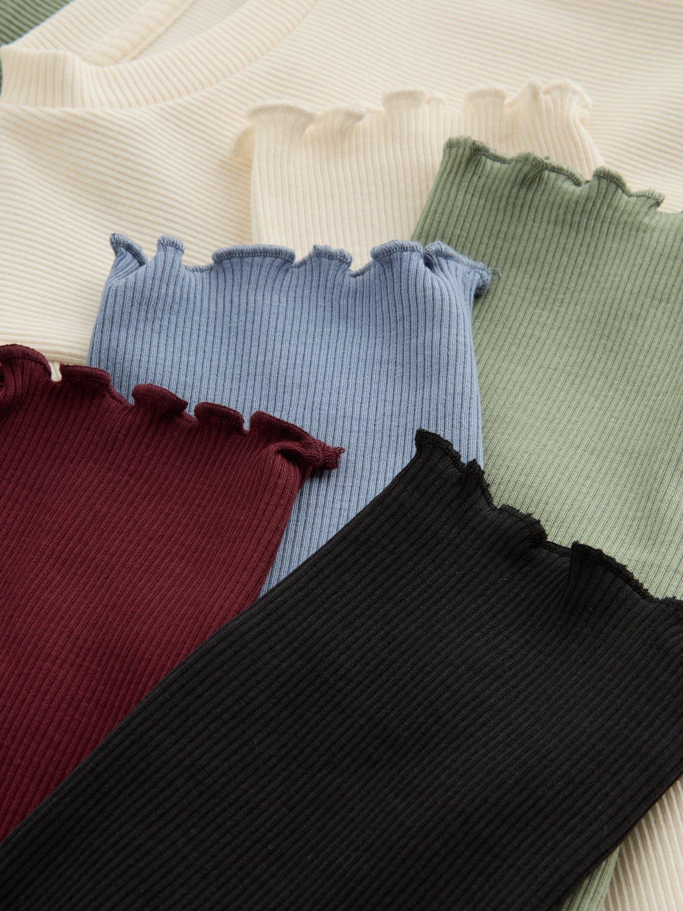 Image 4 of 6 of The Very Collection Girls 5 Pack Rib Long Sleeve Basic Tops (3 - 16 years)