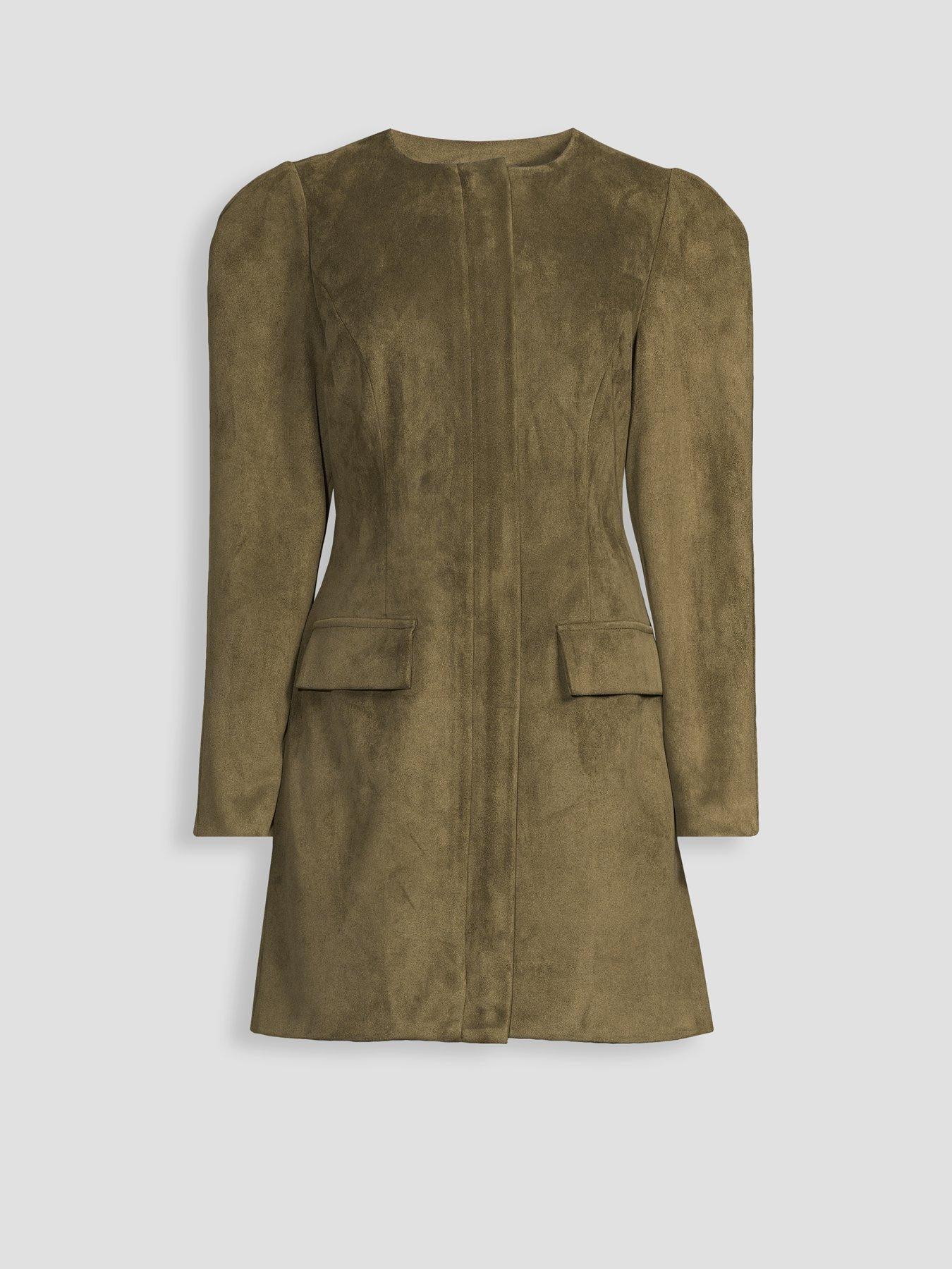 Image 7 of 7 of The Very Collection Womens Faux Suede Puff Sleeve Mini Dress - Green