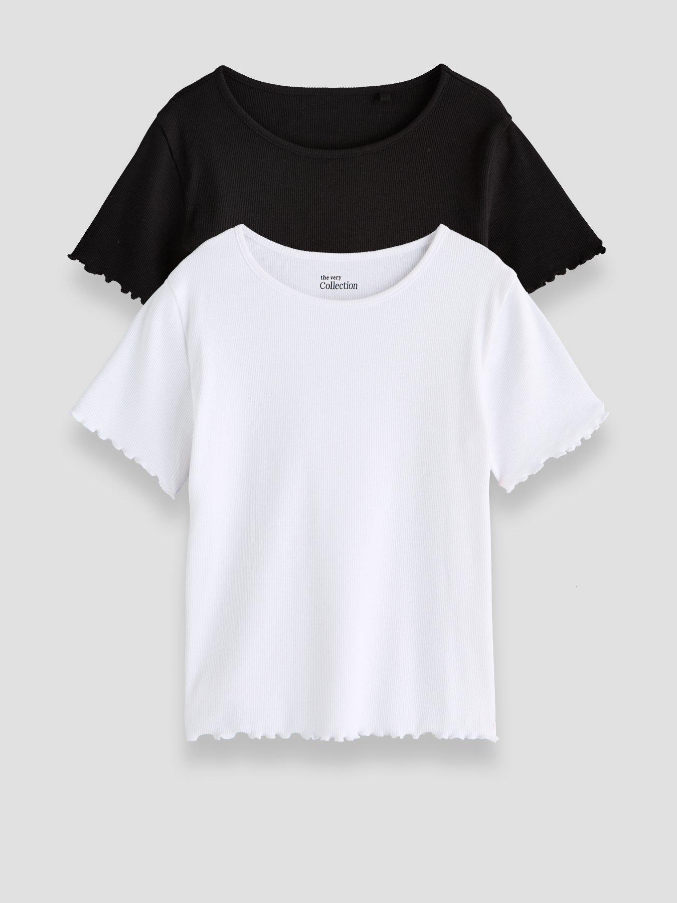 Image 1 of 5 of The Very Collection Girls Basic 2 Pack Rib Short Sleeve Tops (3 - 16 years) - Multi