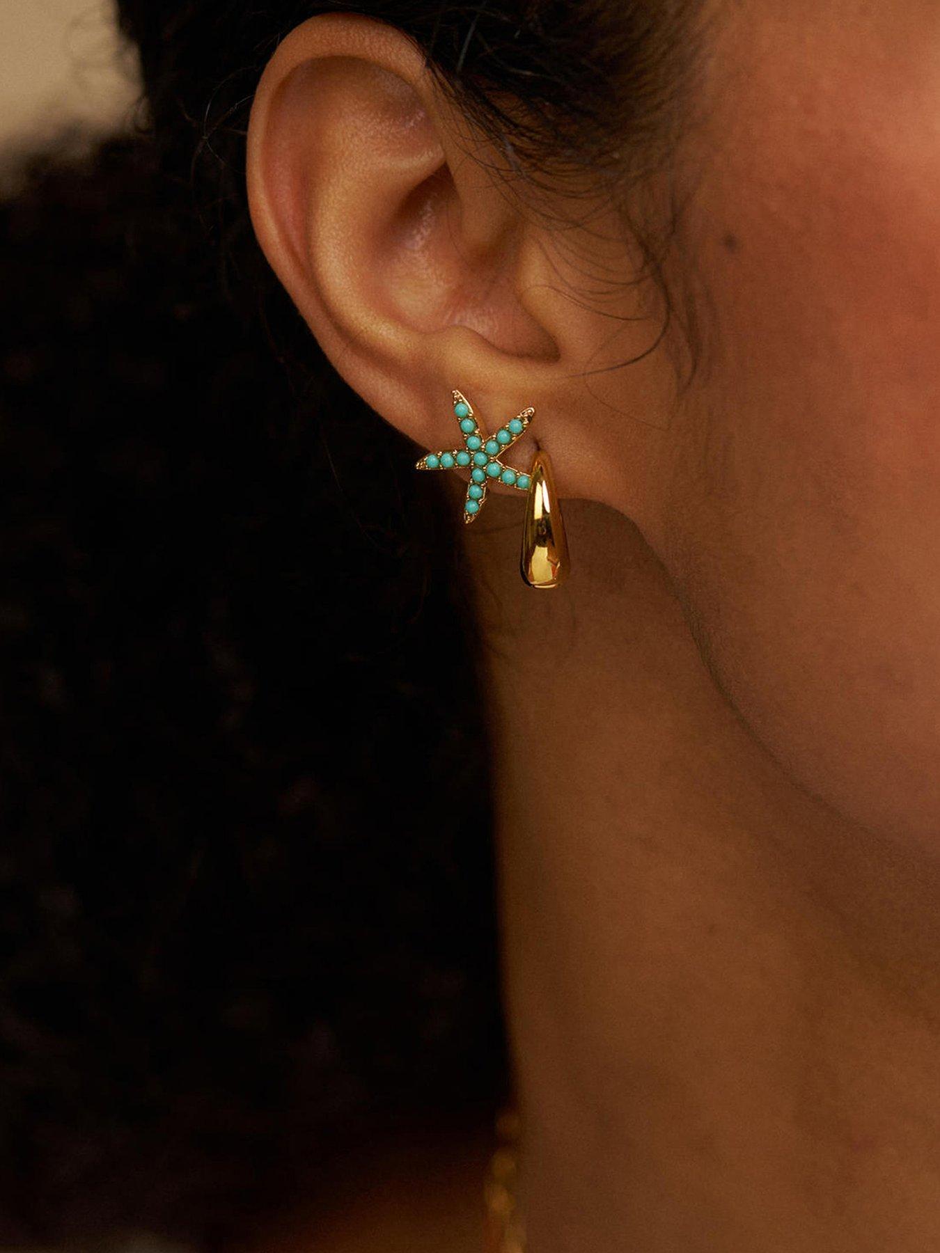 Orelia Turquoise Starfish Stud Earrings