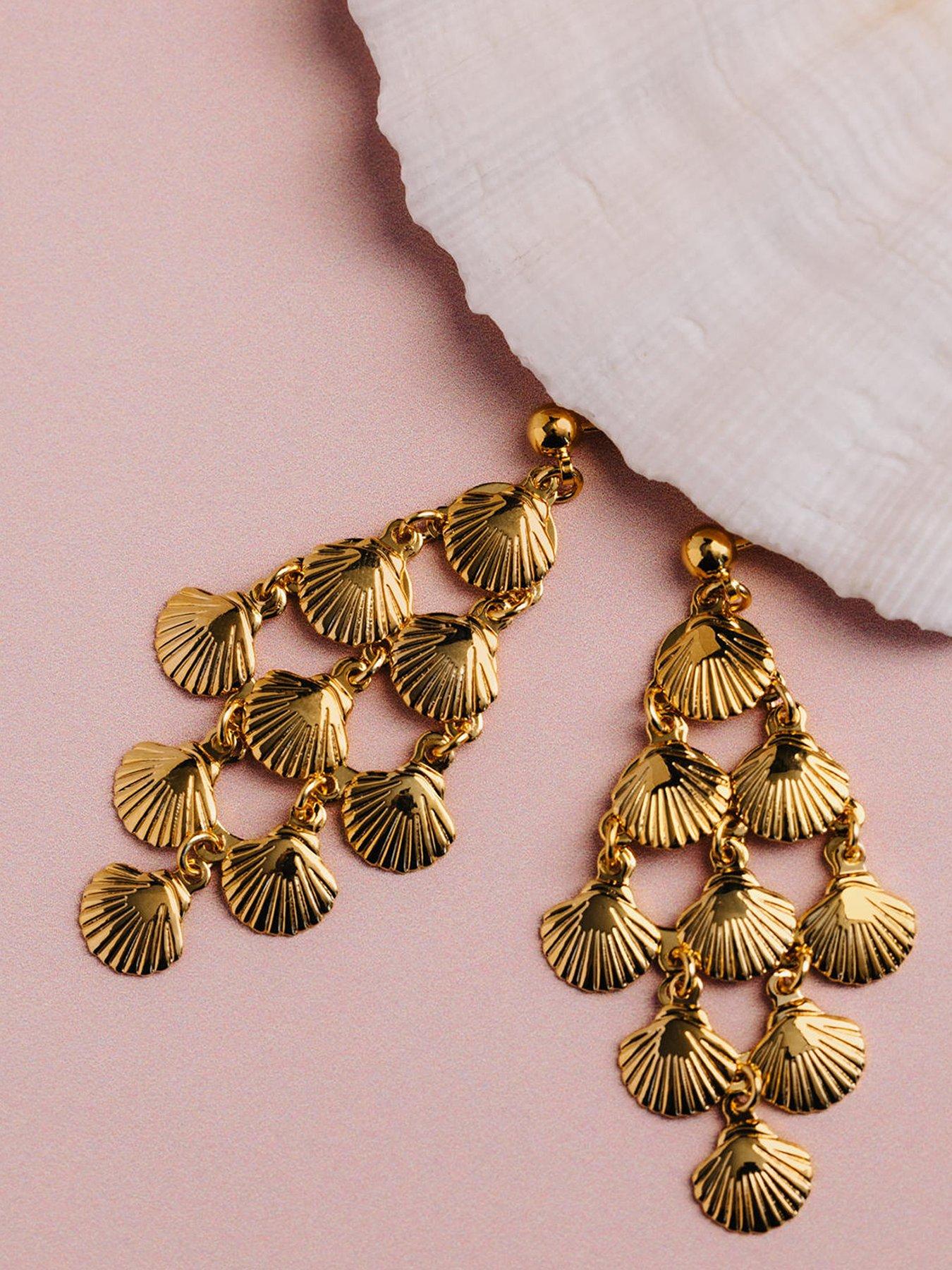 Orelia Statement Shell Chandelier Earrings