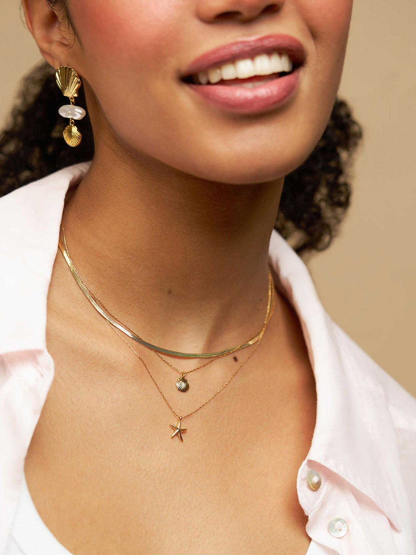 Orelia Fine Crystal Shell Collar Necklace