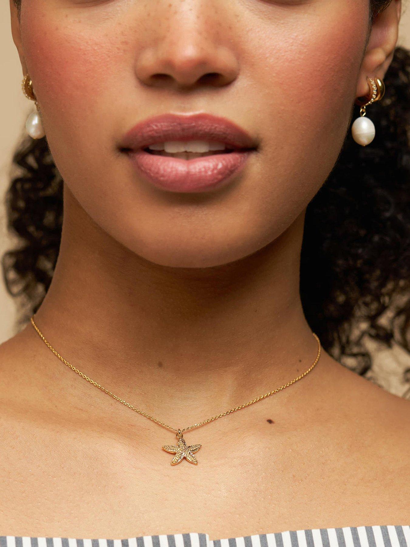 Orelia Textured Starfish Necklace