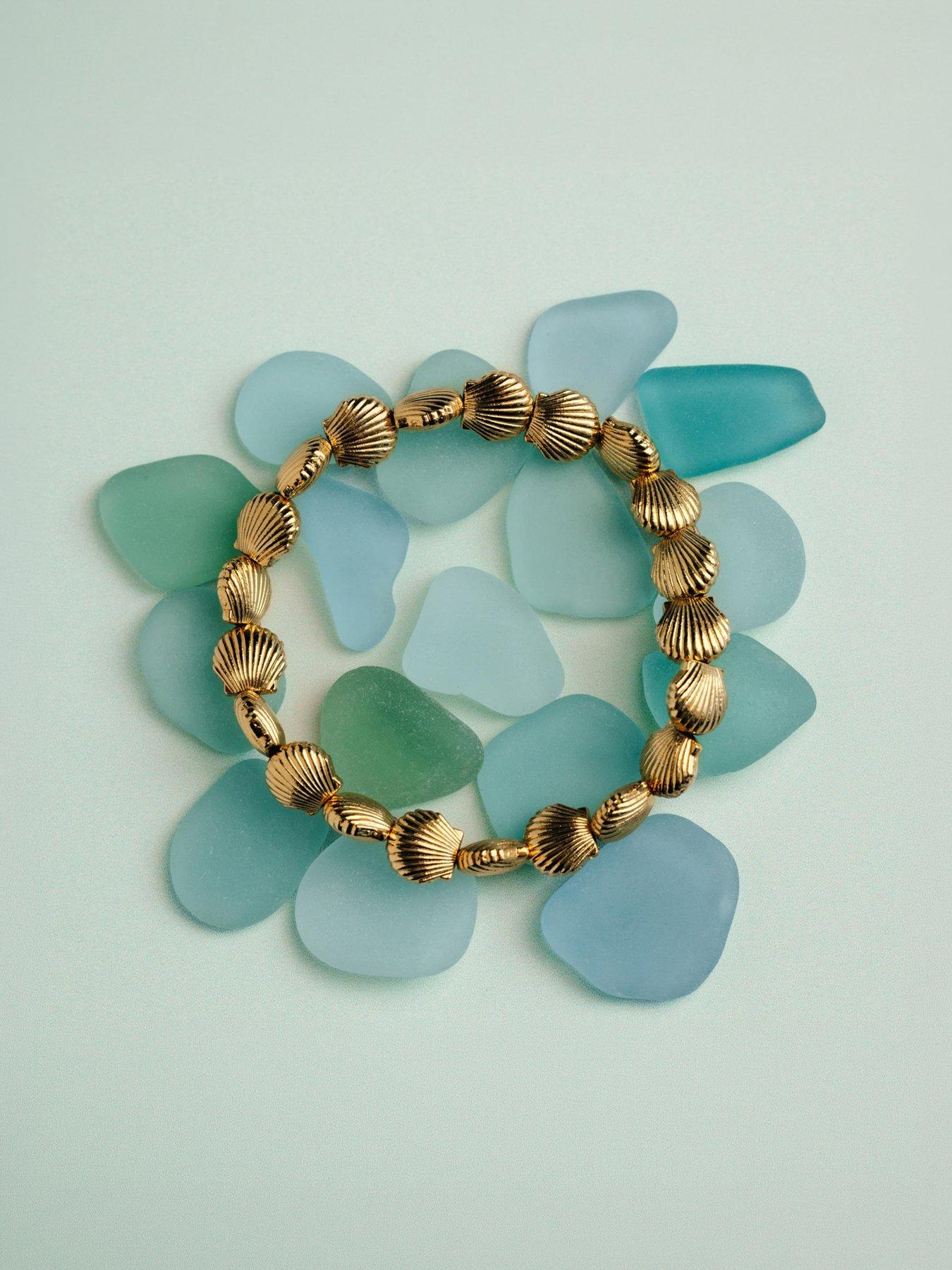 Orelia Metal Shell Stretch Bracelet