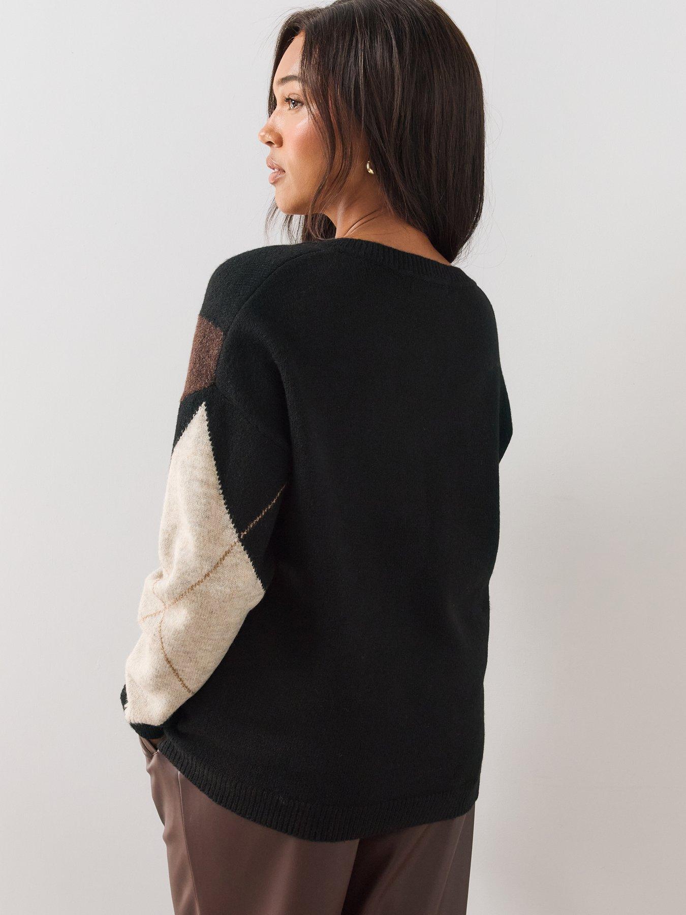 Image 2 of 6 of The Very Collection Womens Plus Size Argyle V Neck Jumper - Multi
