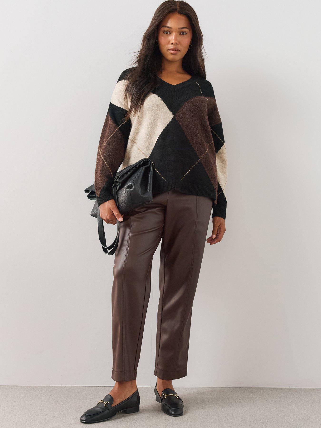 Image 3 of 6 of The Very Collection Womens Plus Size Argyle V Neck Jumper - Multi