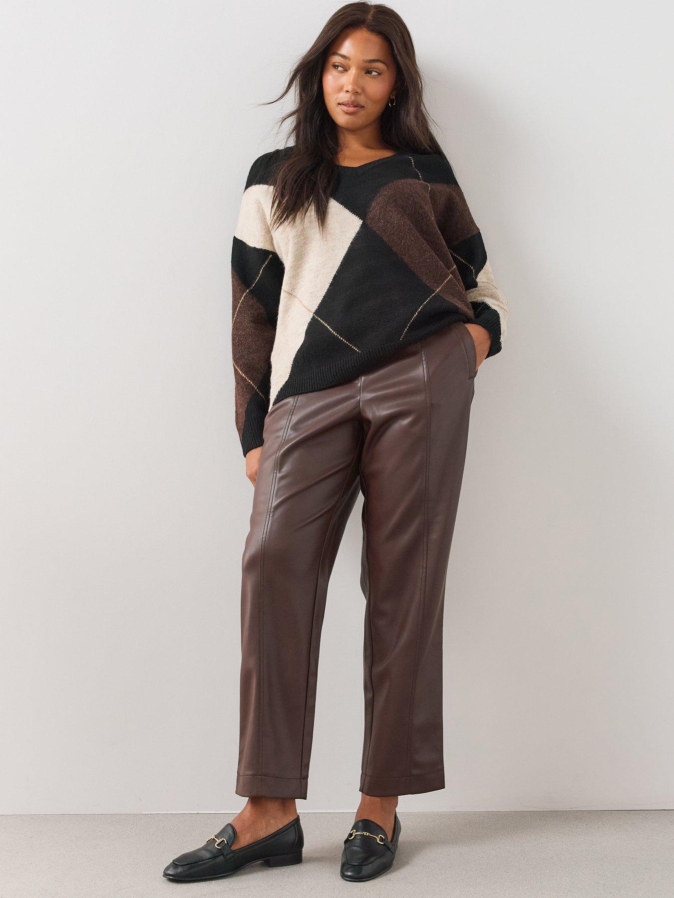 Image 5 of 6 of The Very Collection Womens Plus Size Argyle V Neck Jumper - Multi