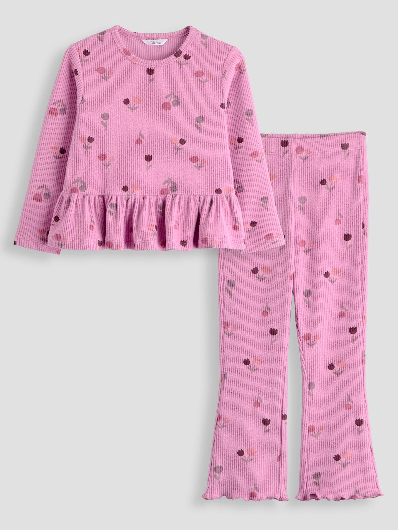 Image 1 of 5 of The Very Collection Girls Soft Touch Ribbed Peplum Outfit (9 months - 7 years) - Floral