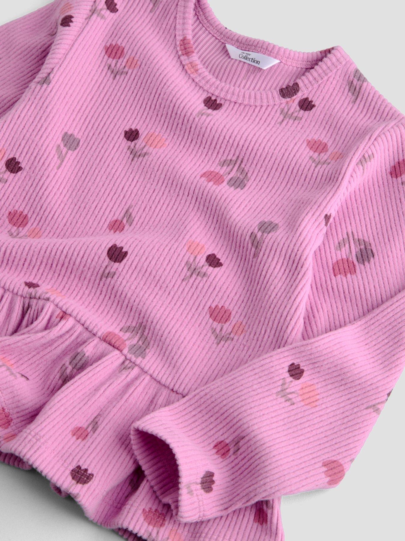 Image 3 of 5 of The Very Collection Girls Soft Touch Ribbed Peplum Outfit (9 months - 7 years) - Floral